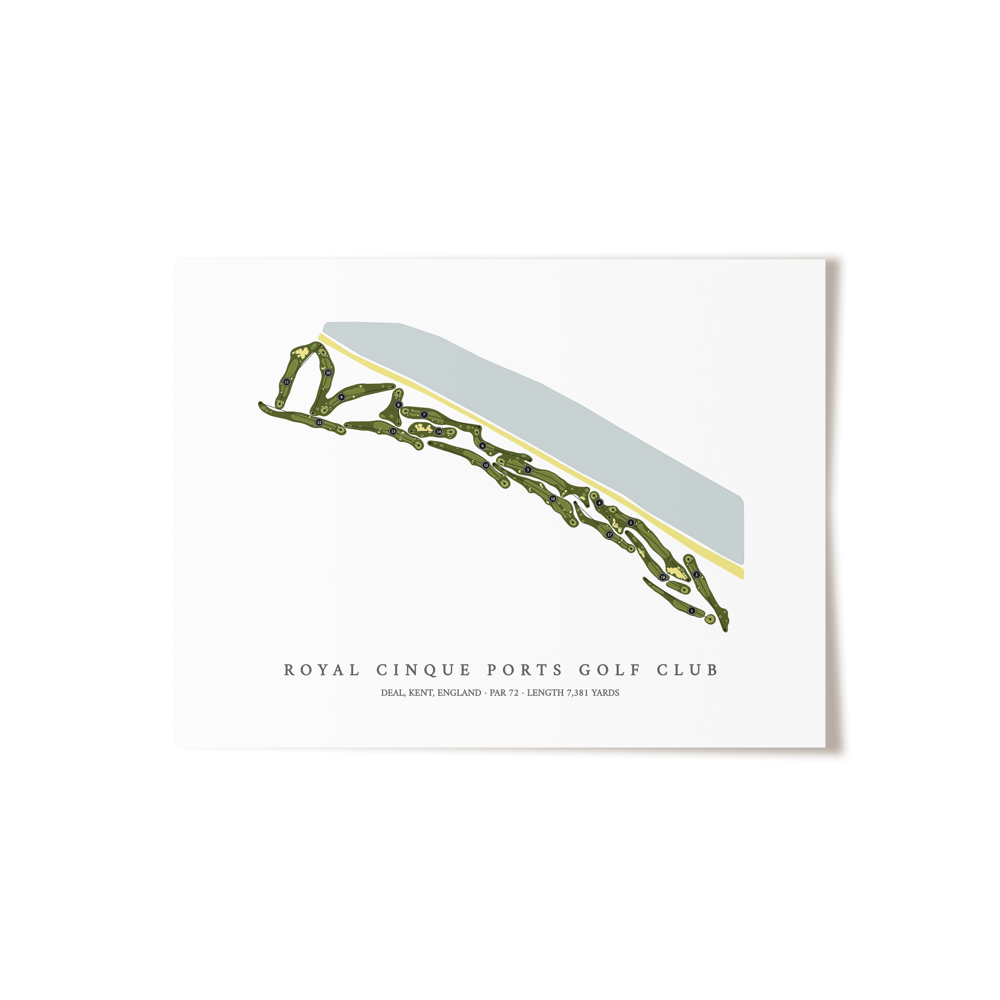 Royal Cinque Ports Golf Club | Golf Course Map | Unframed 