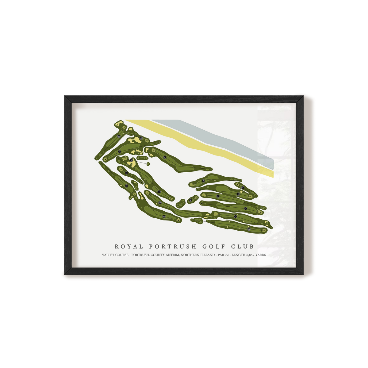 Royal Portrush Golf Club - Valley | Golf Course Map | Black Frame 