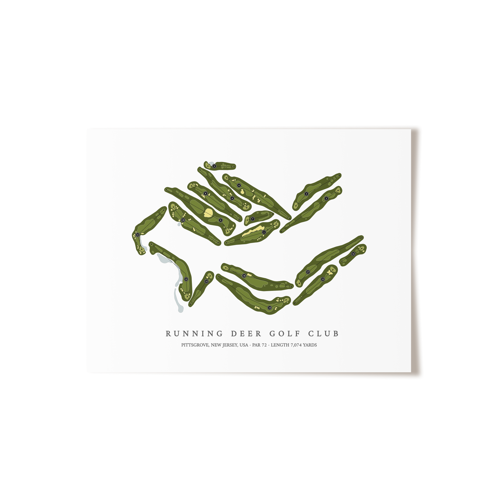 Running Deer Golf Club | Golf Course Map | Unframed 