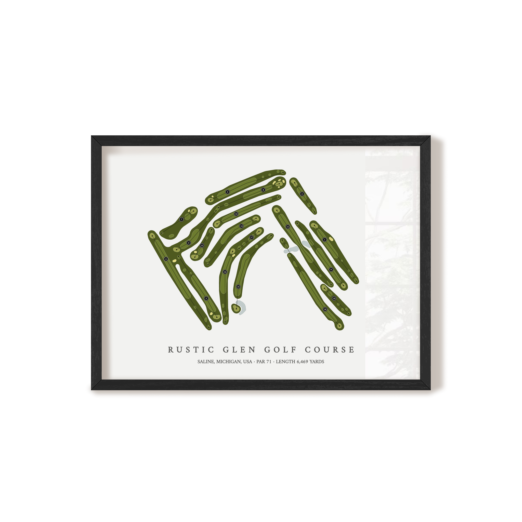 Rustic Glen Golf Course | Golf Course Map | Black Frame 