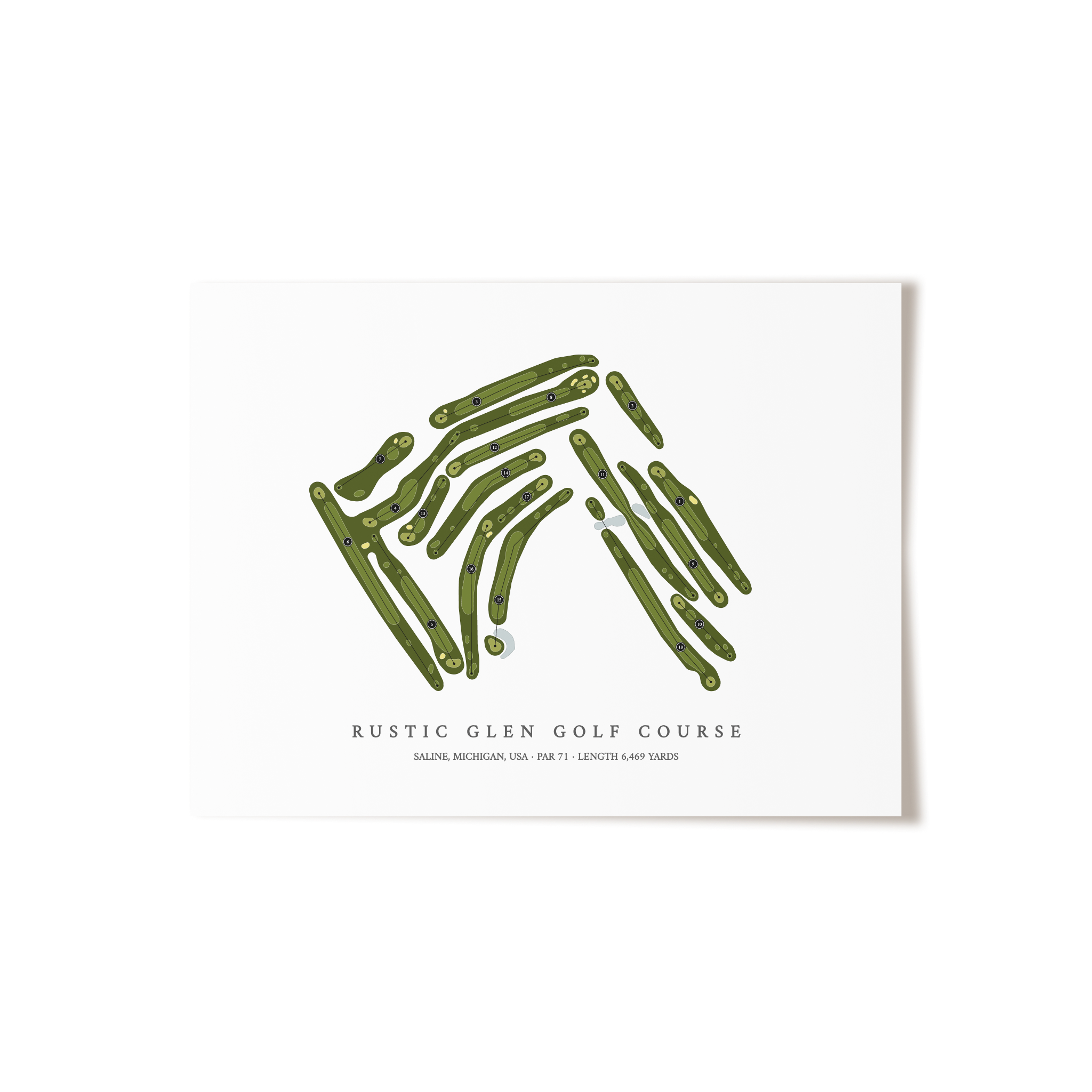 Rustic Glen Golf Course | Golf Course Map | Unframed 