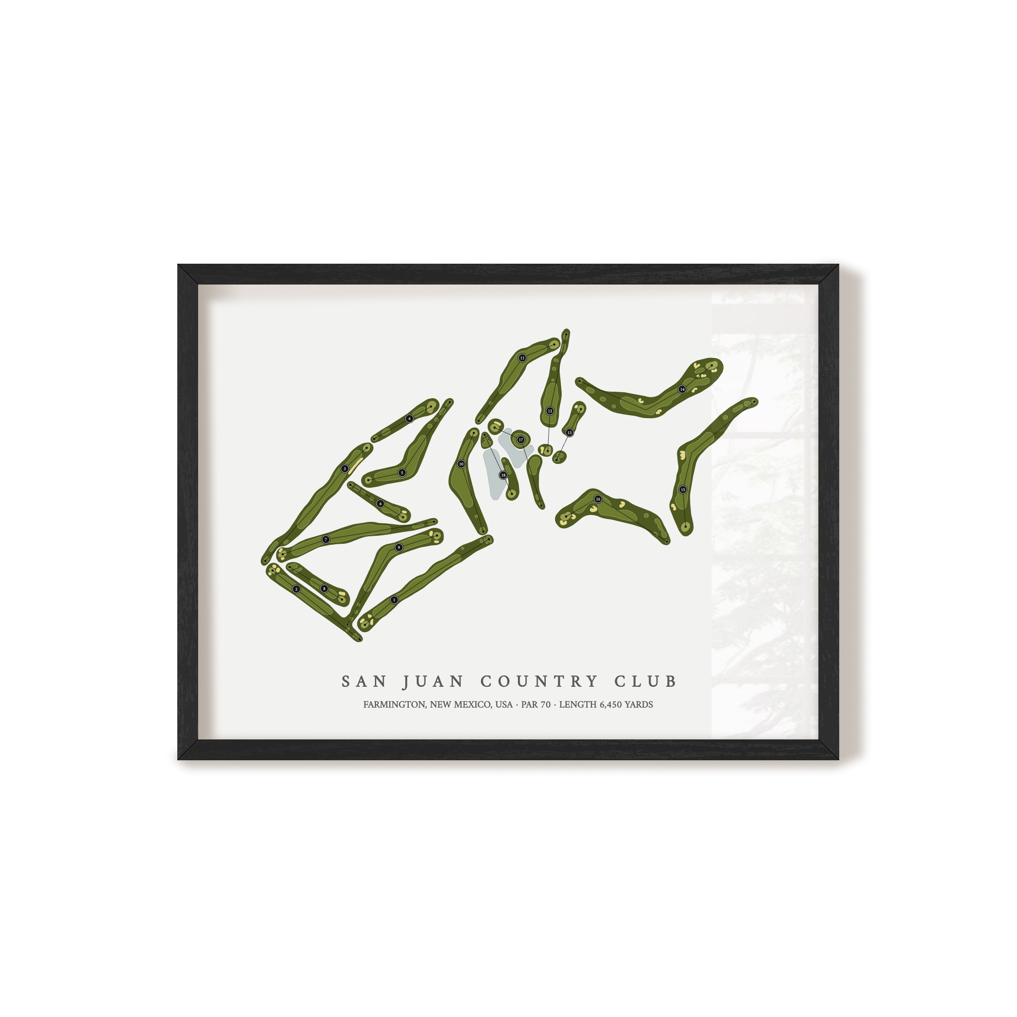 San Juan Country Club | Golf Course Map | Black Frame 