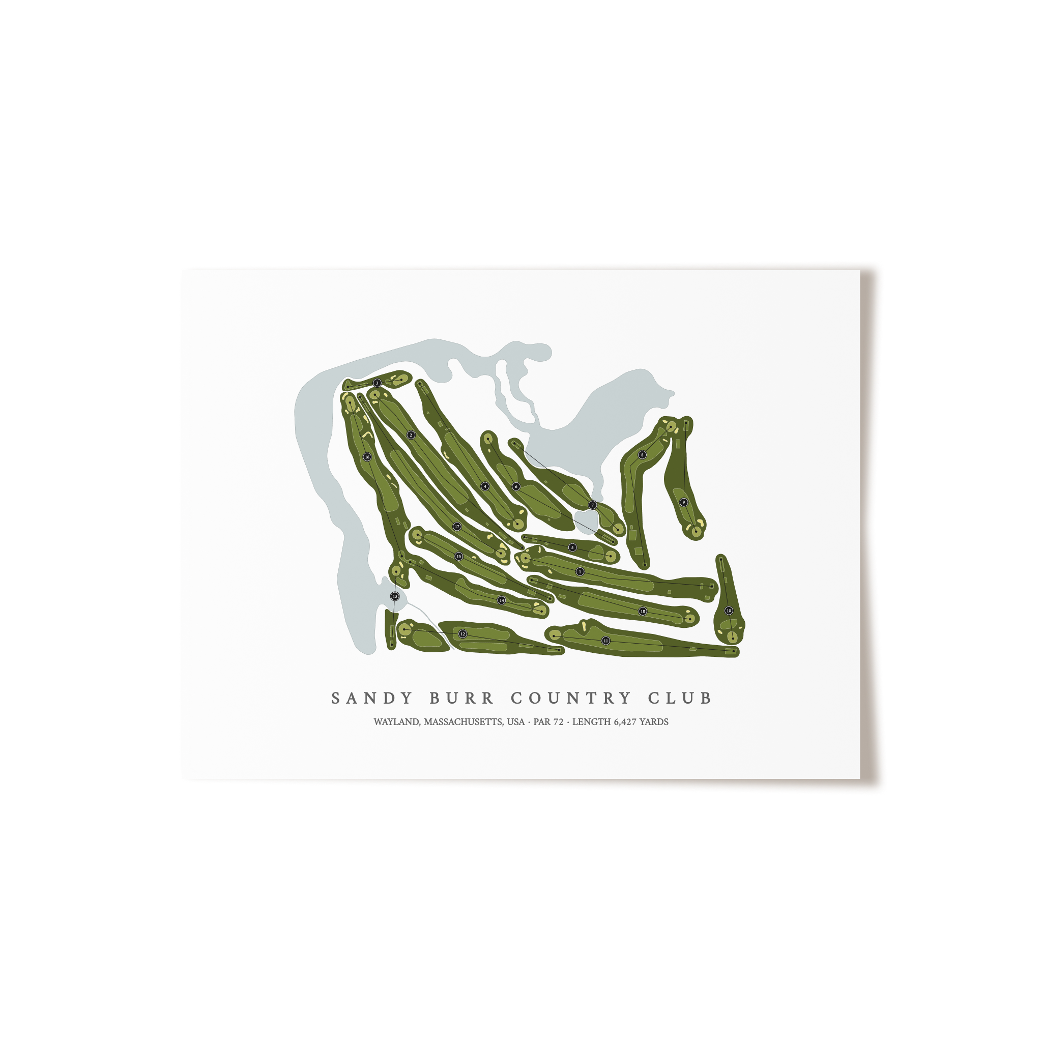 Sandy Burr Country Club  | Golf Course Print | Unframed 