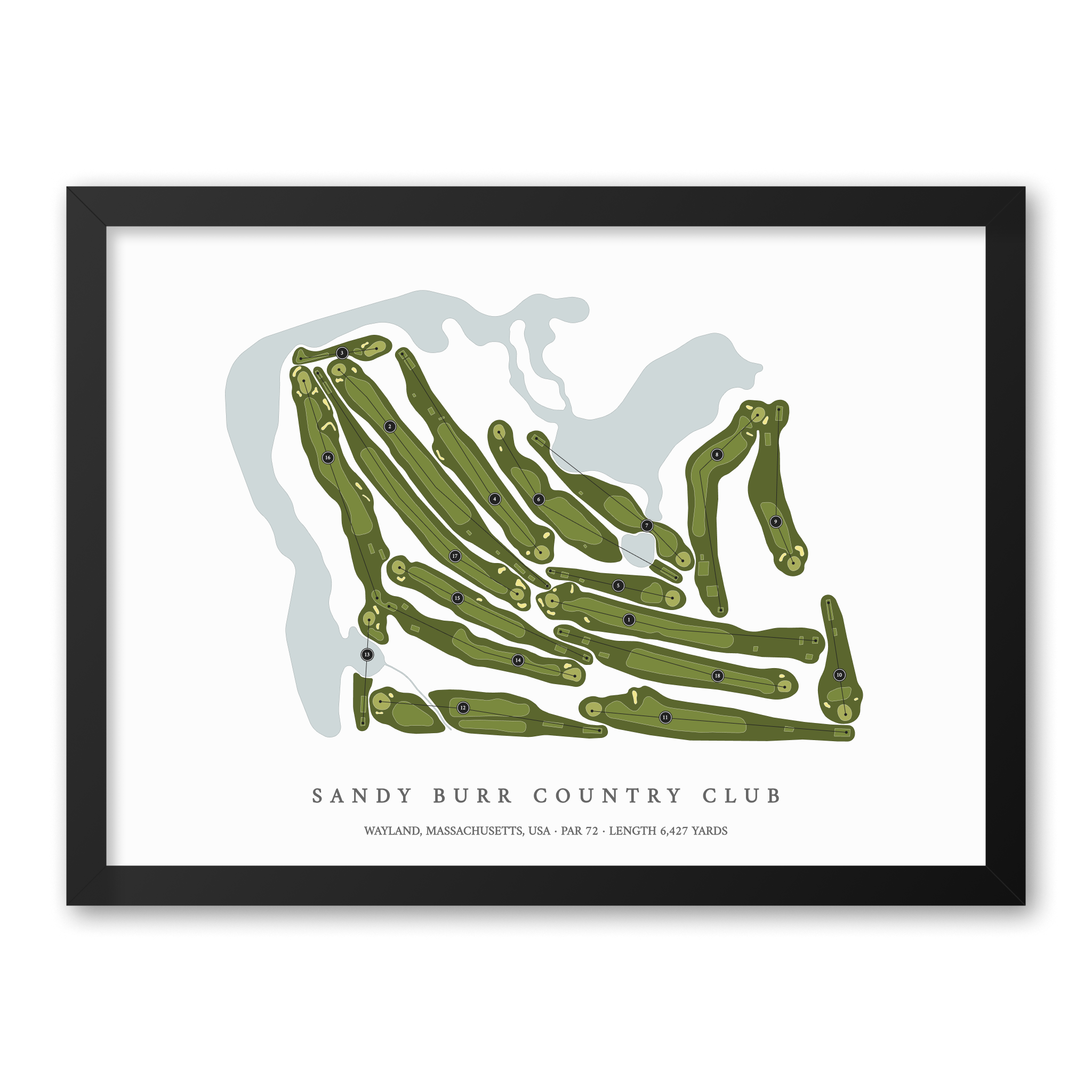 Sandy Burr Country Club | Golf Course Map | Black Frame