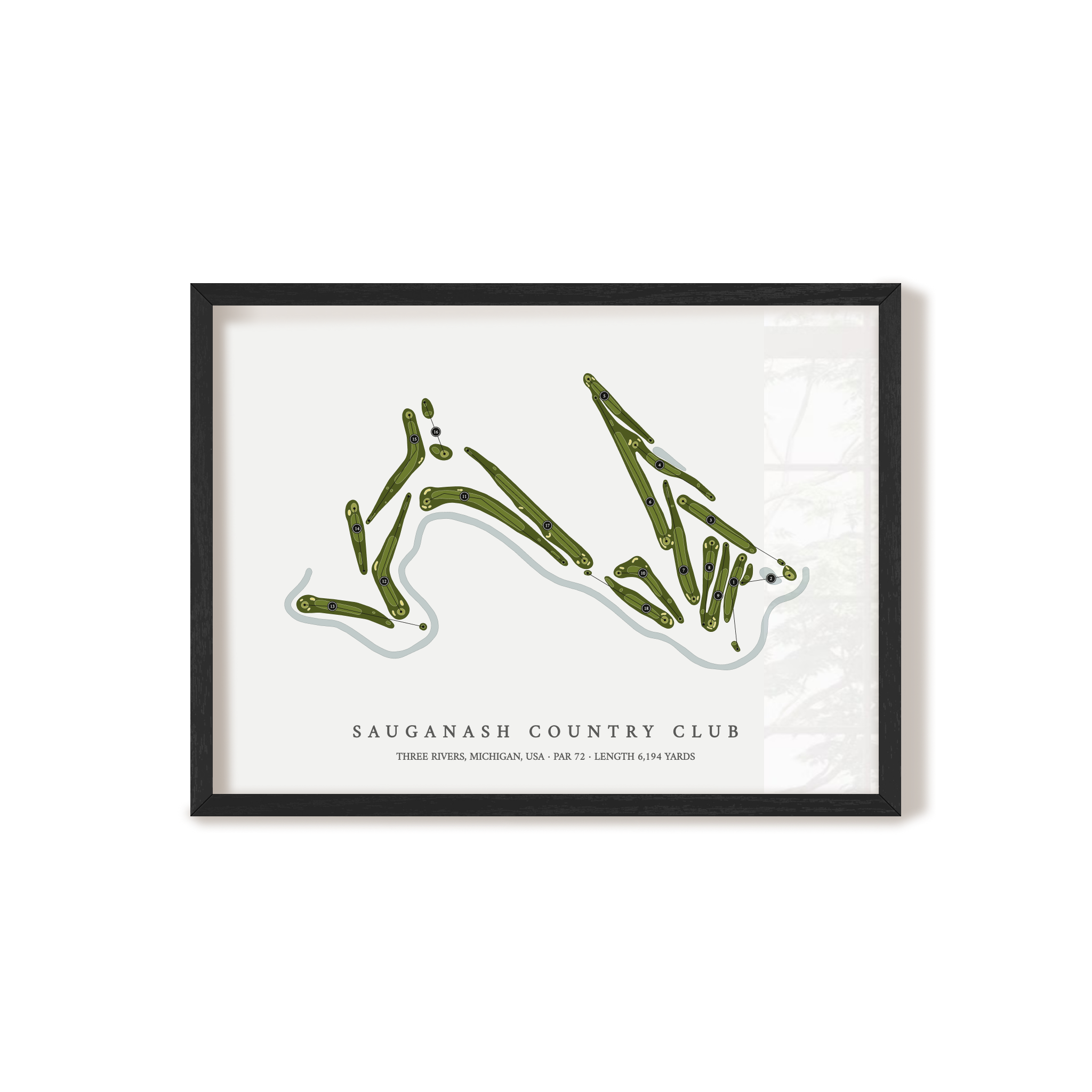 Sauganash Country Club | Golf Course Map | Black Frame 