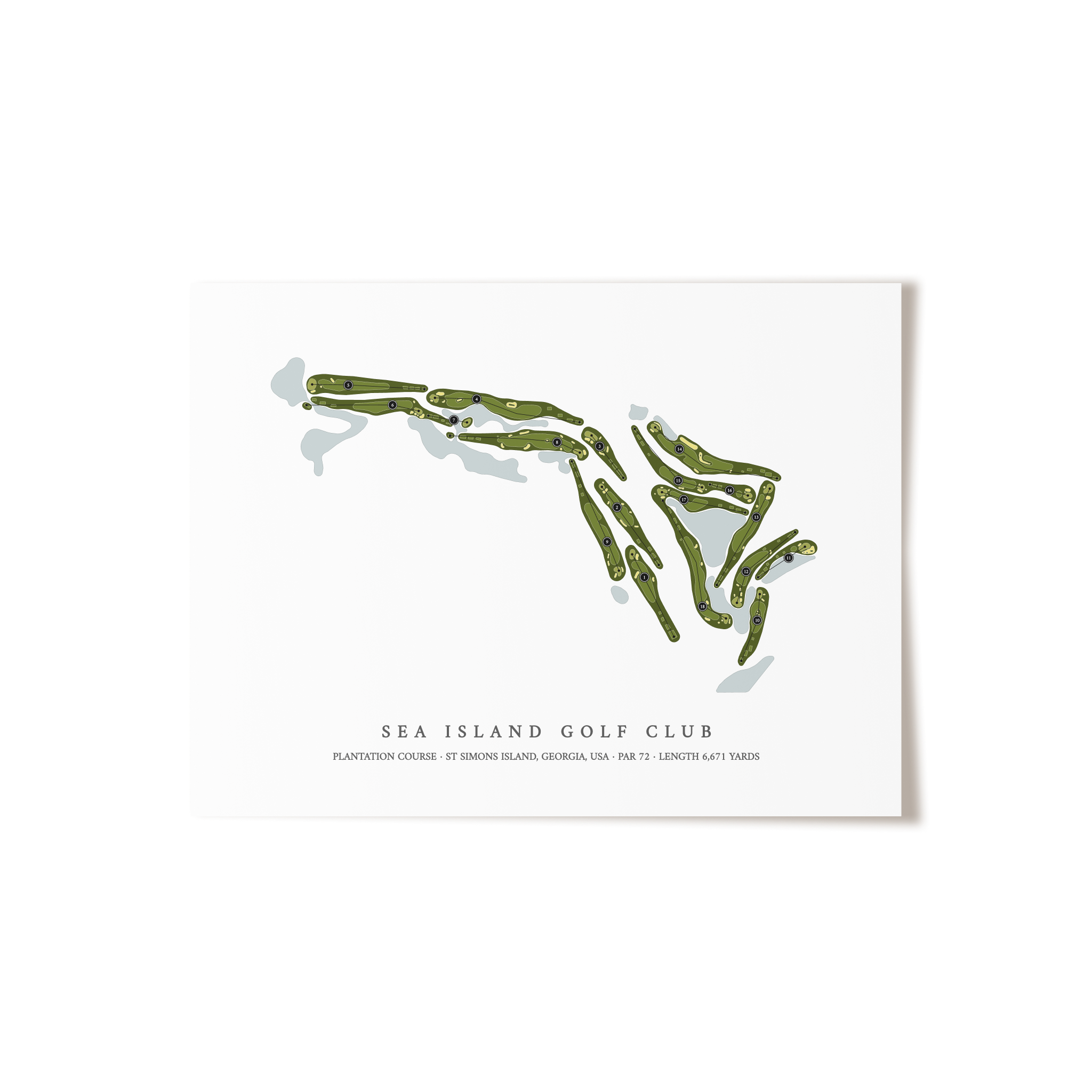 Sea Island Golf Club - Plantation Course | Golf Course Map | Unframed 