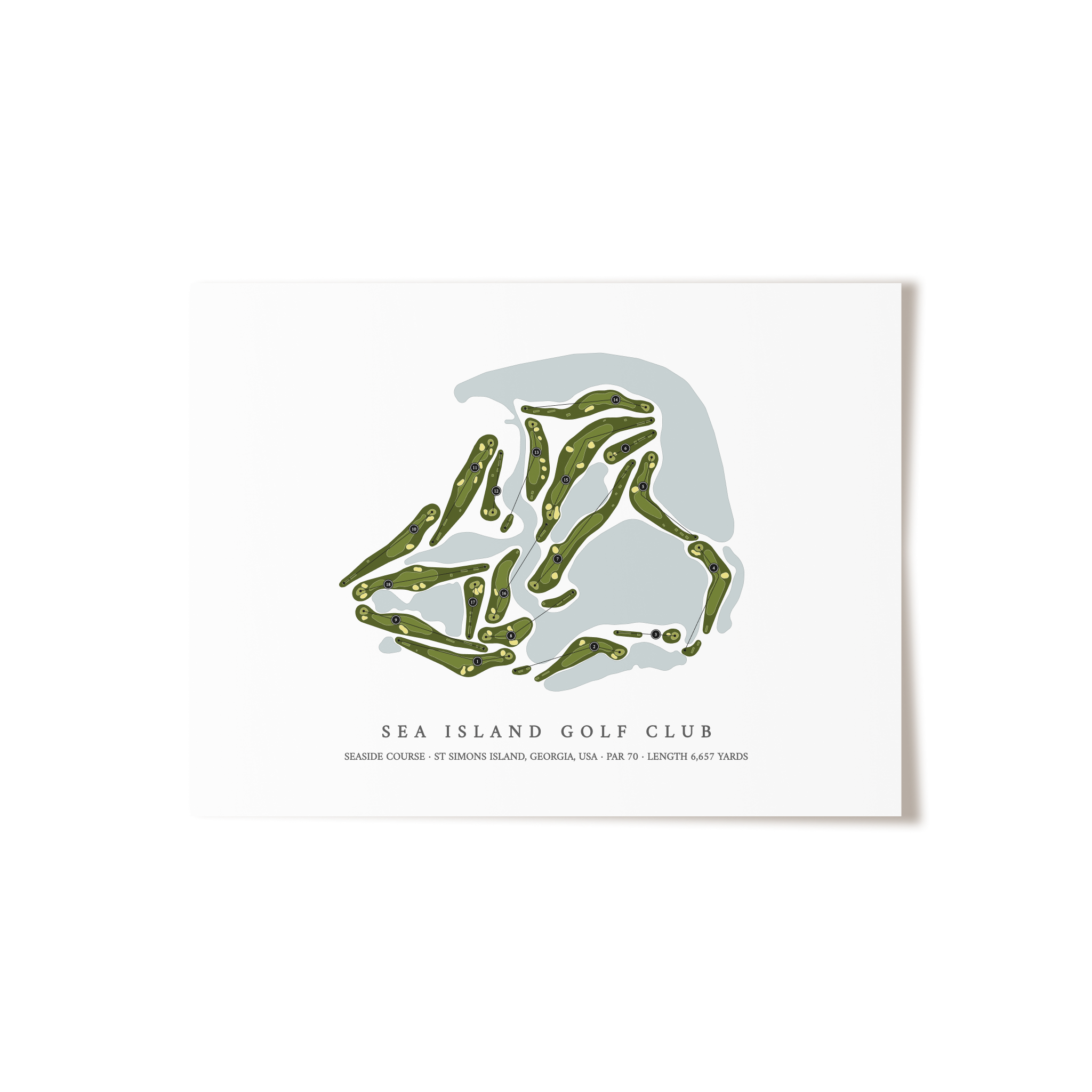 Sea Island Golf Club - Seaside Course | Golf Course Map | Unframed 