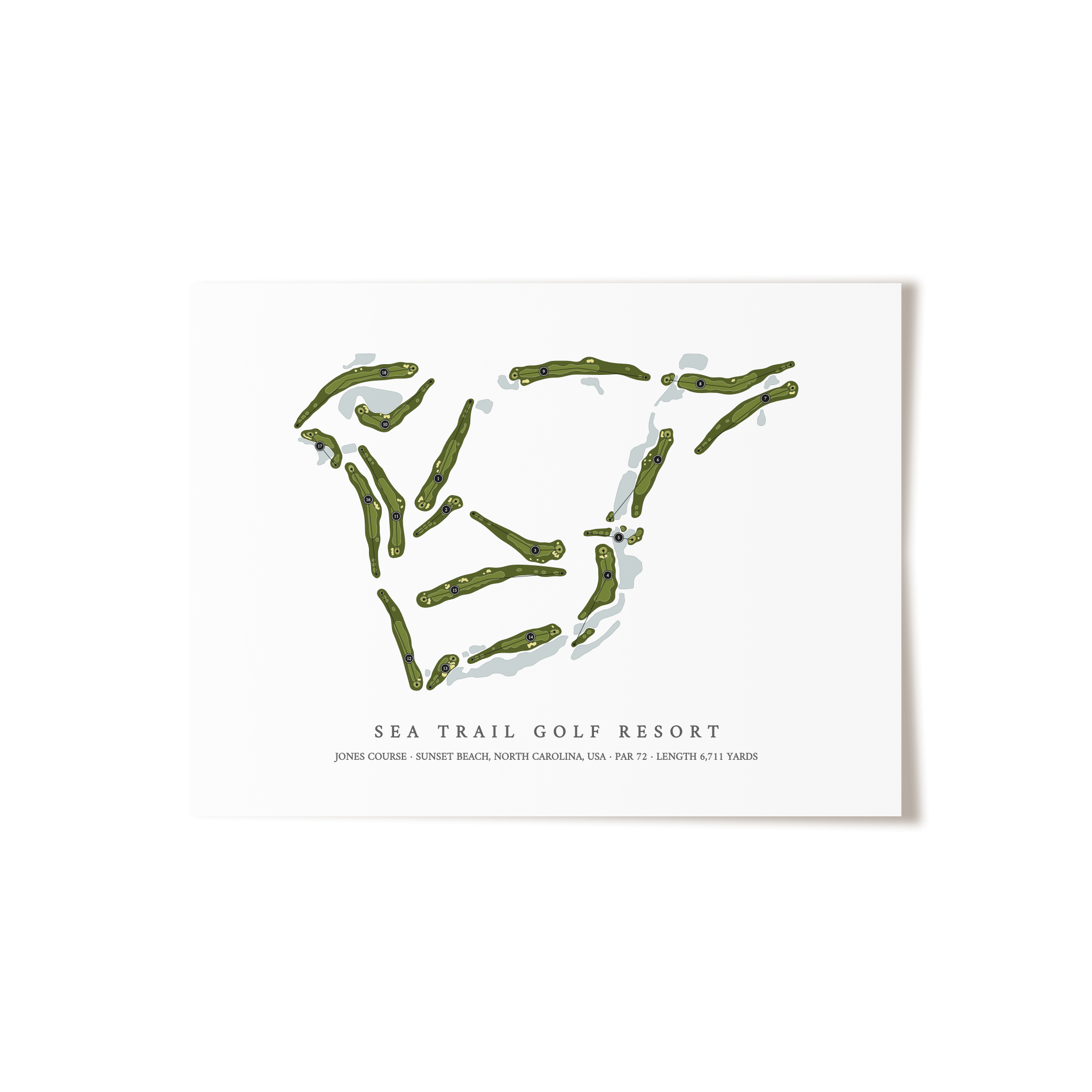 Sea Trail Golf Resort - Jones Course | Golf Course Map | Unframed 