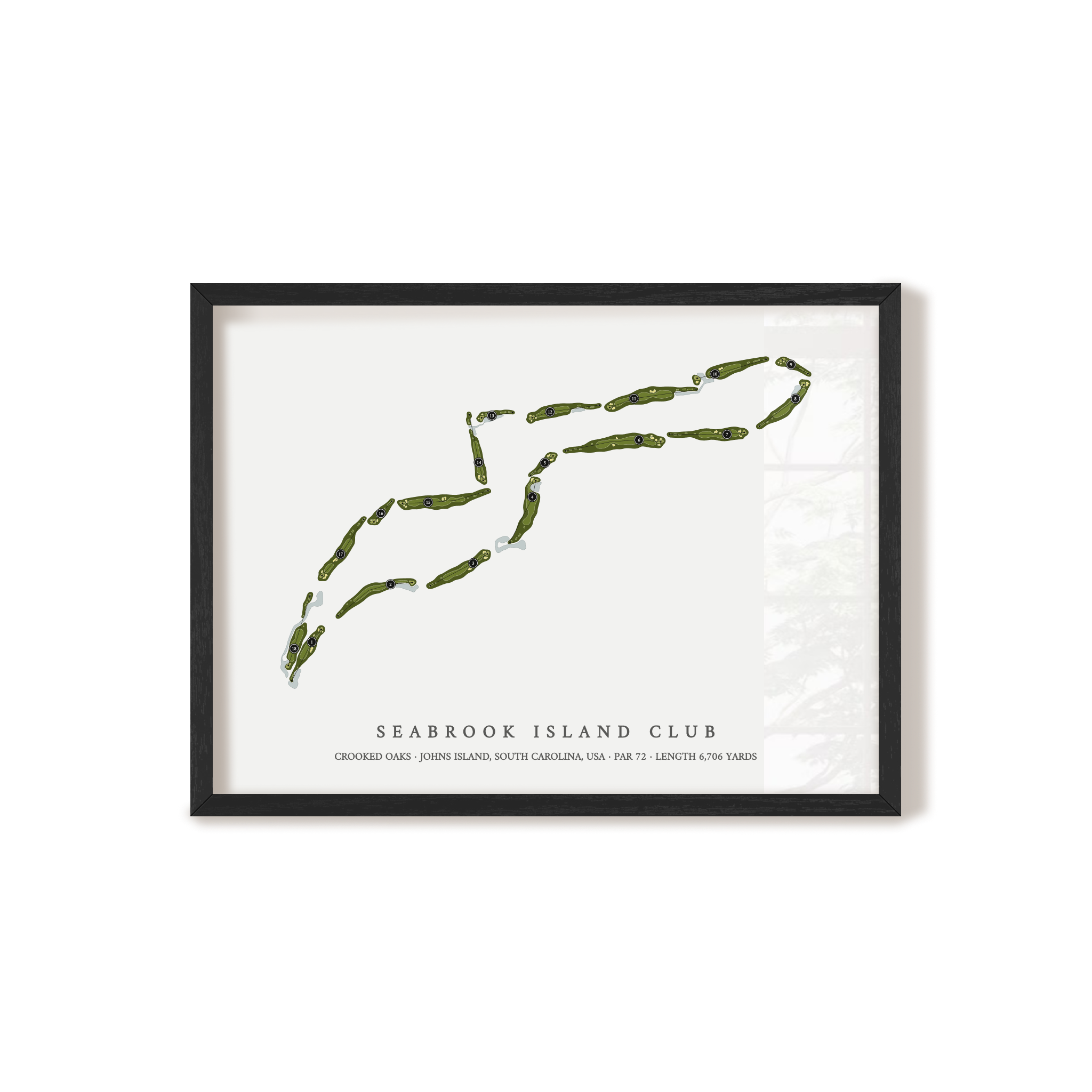 Seabrook Island Club - Crooked Oaks | Golf Course Map | Black Frame 