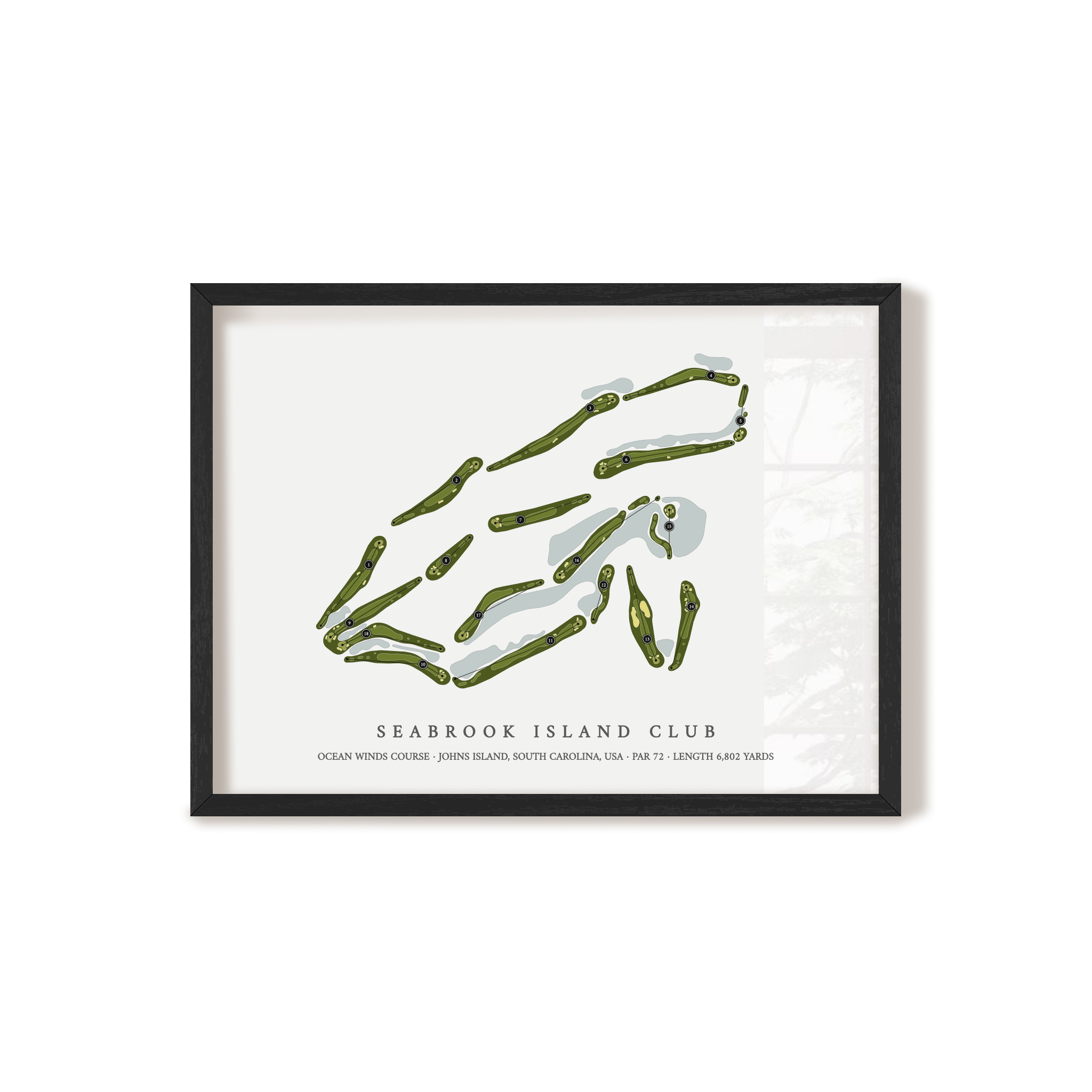 Seabrook Island Club - Ocean Winds Course | Golf Course Map | Black Frame 