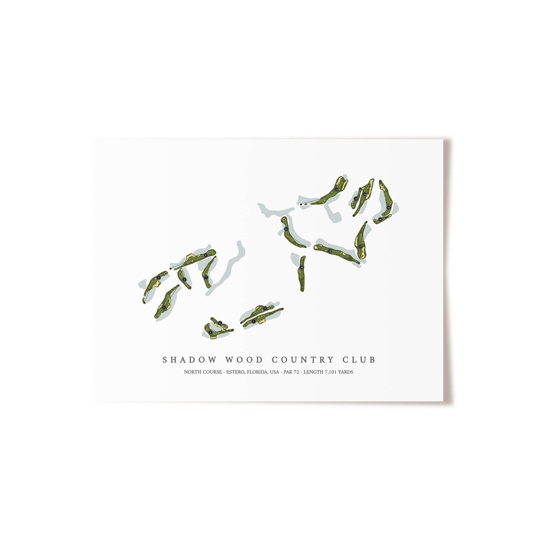 Shadow Wood Country Club - North Course | Golf Course Map | Unframed 