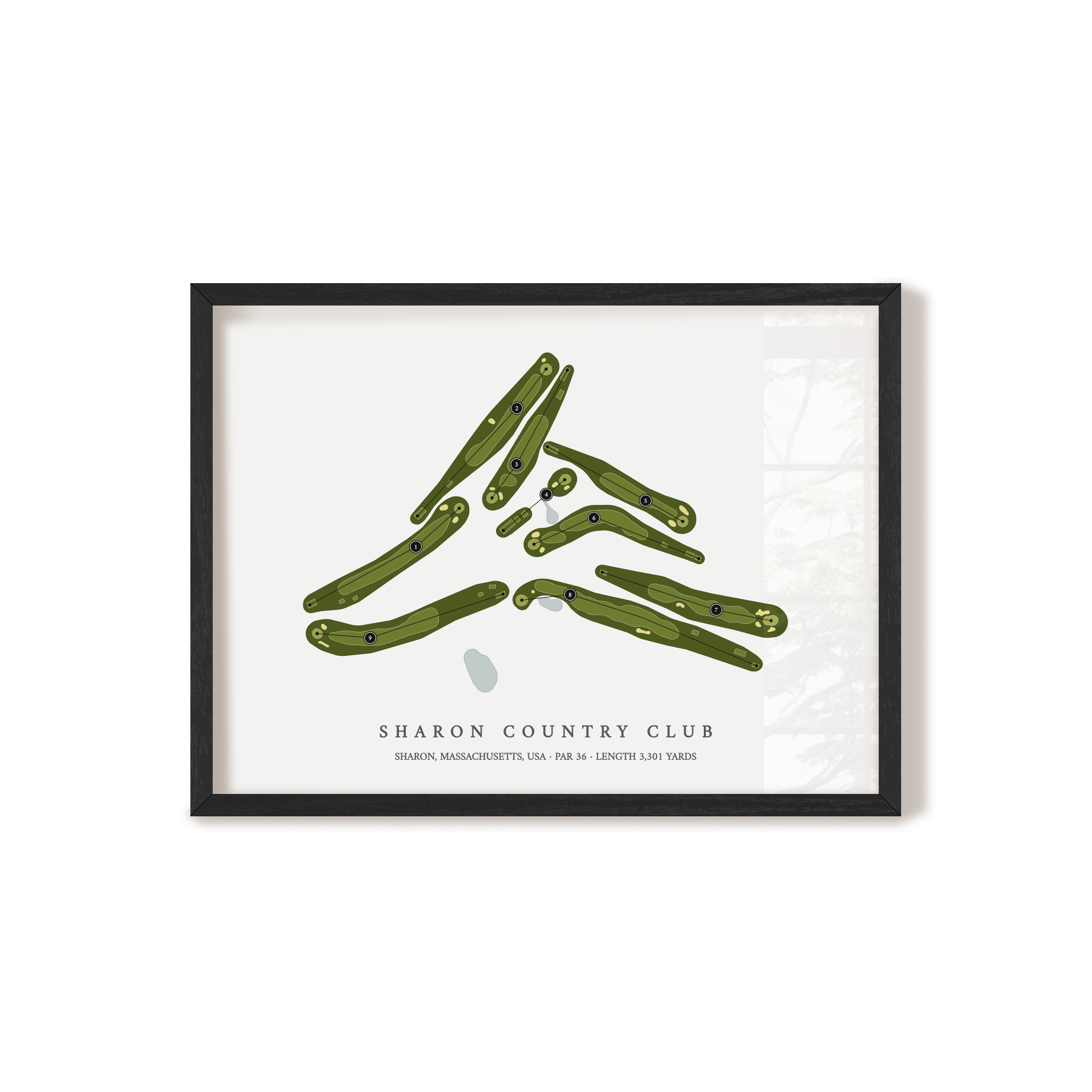 Sharon Country Club | Golf Course Map | Black Frame 