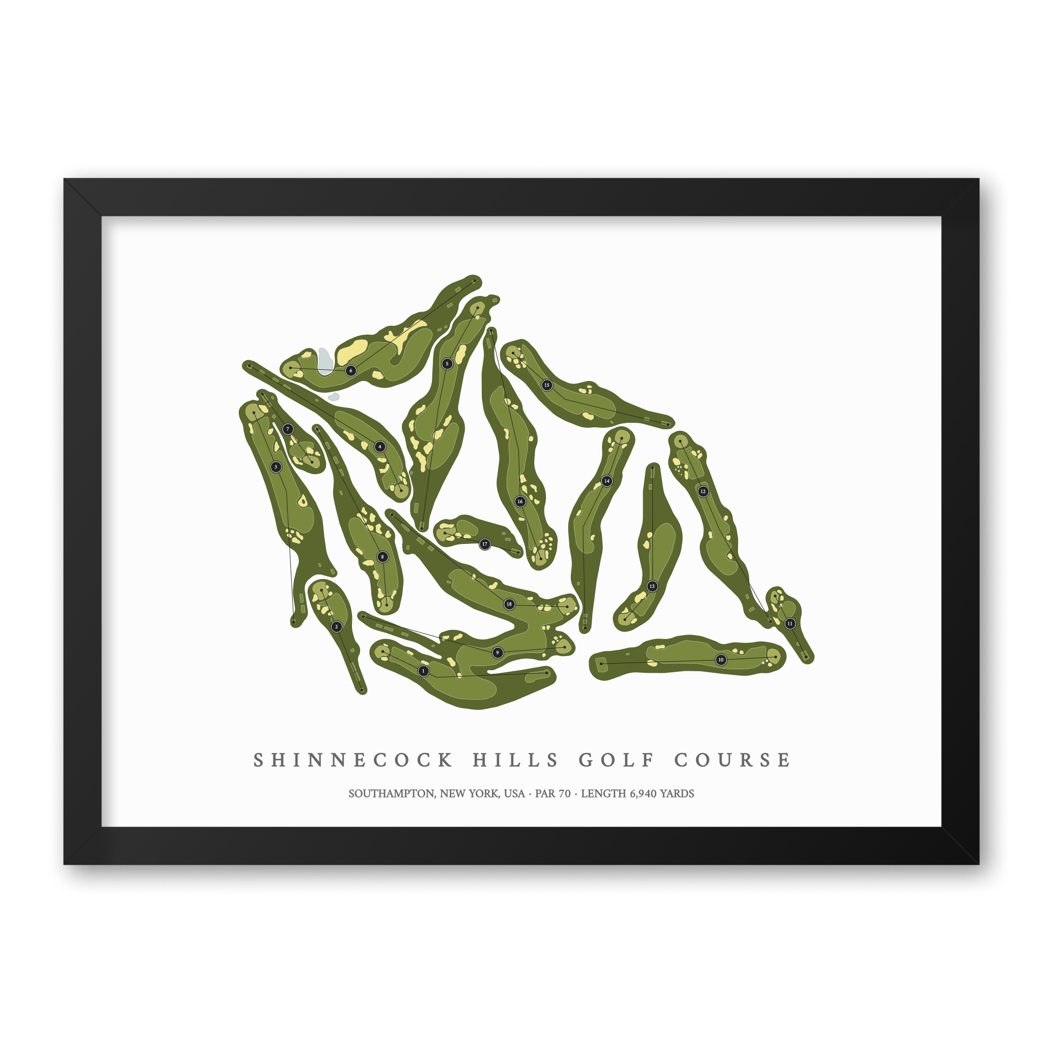 Shinnecock Hills Golf Course | Golf Course Print | Black Frame