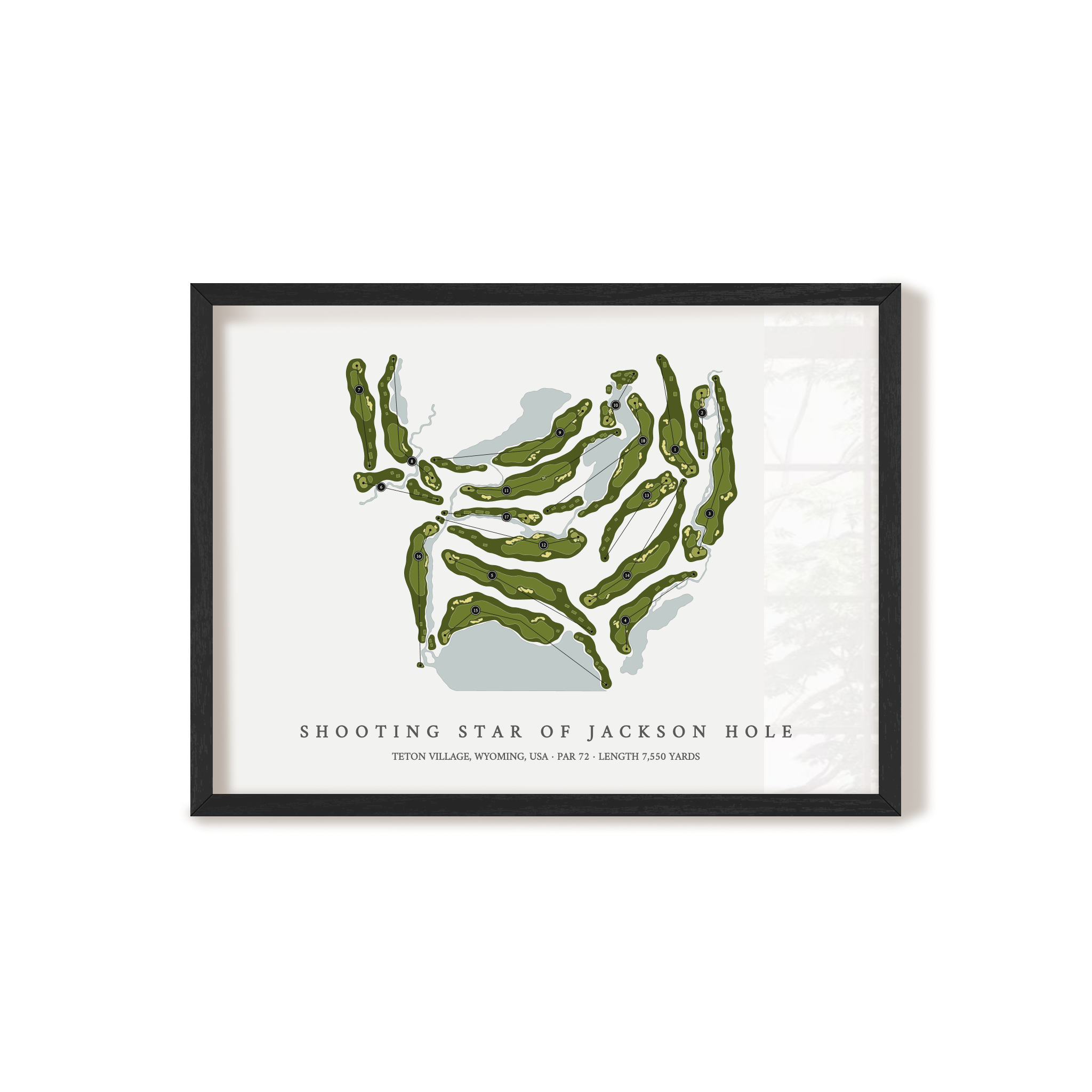 Shooting Star of Jackson Hole | Golf Course Map | Black Frame 