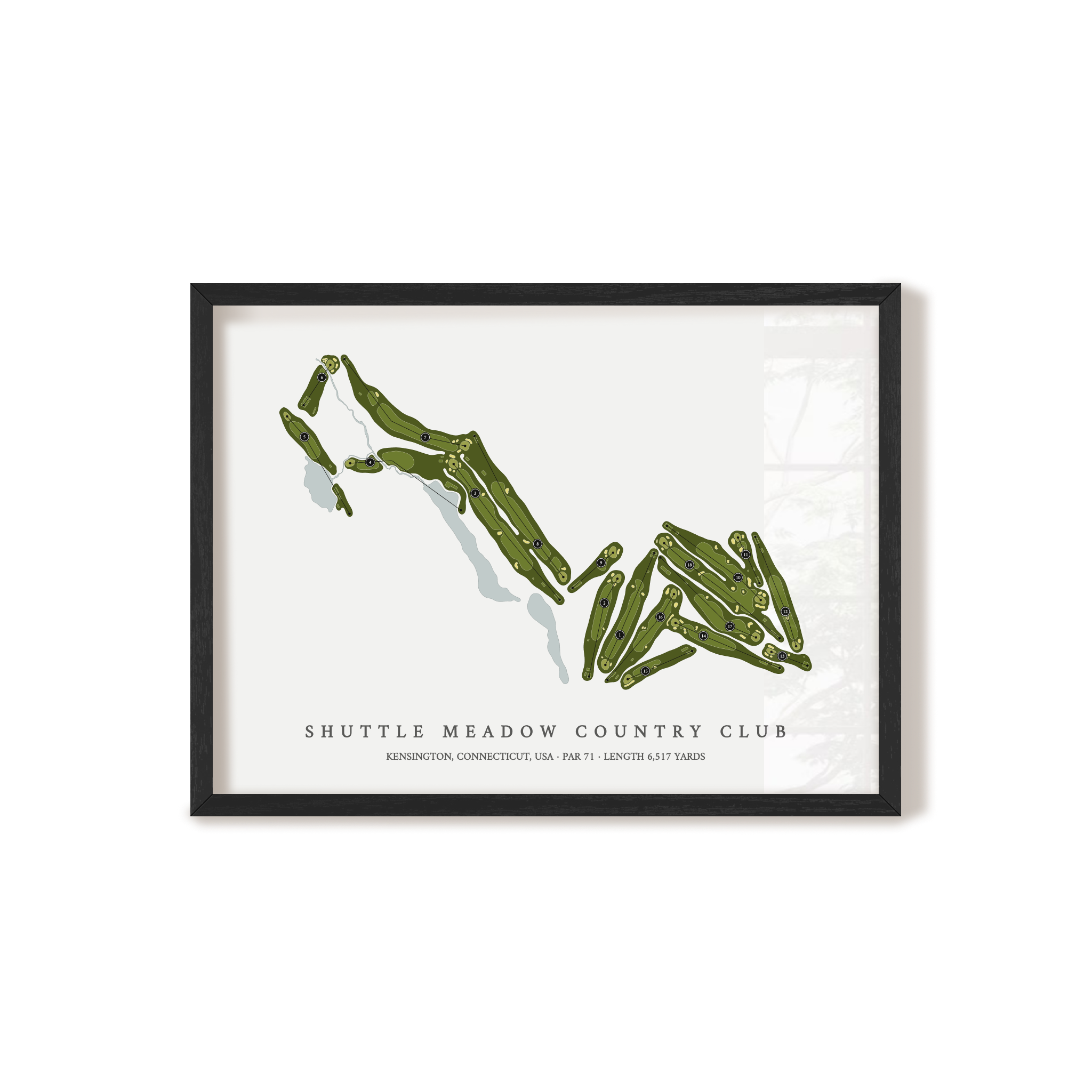 Shuttle Meadow Country Club | Golf Course Map | Black Frame 