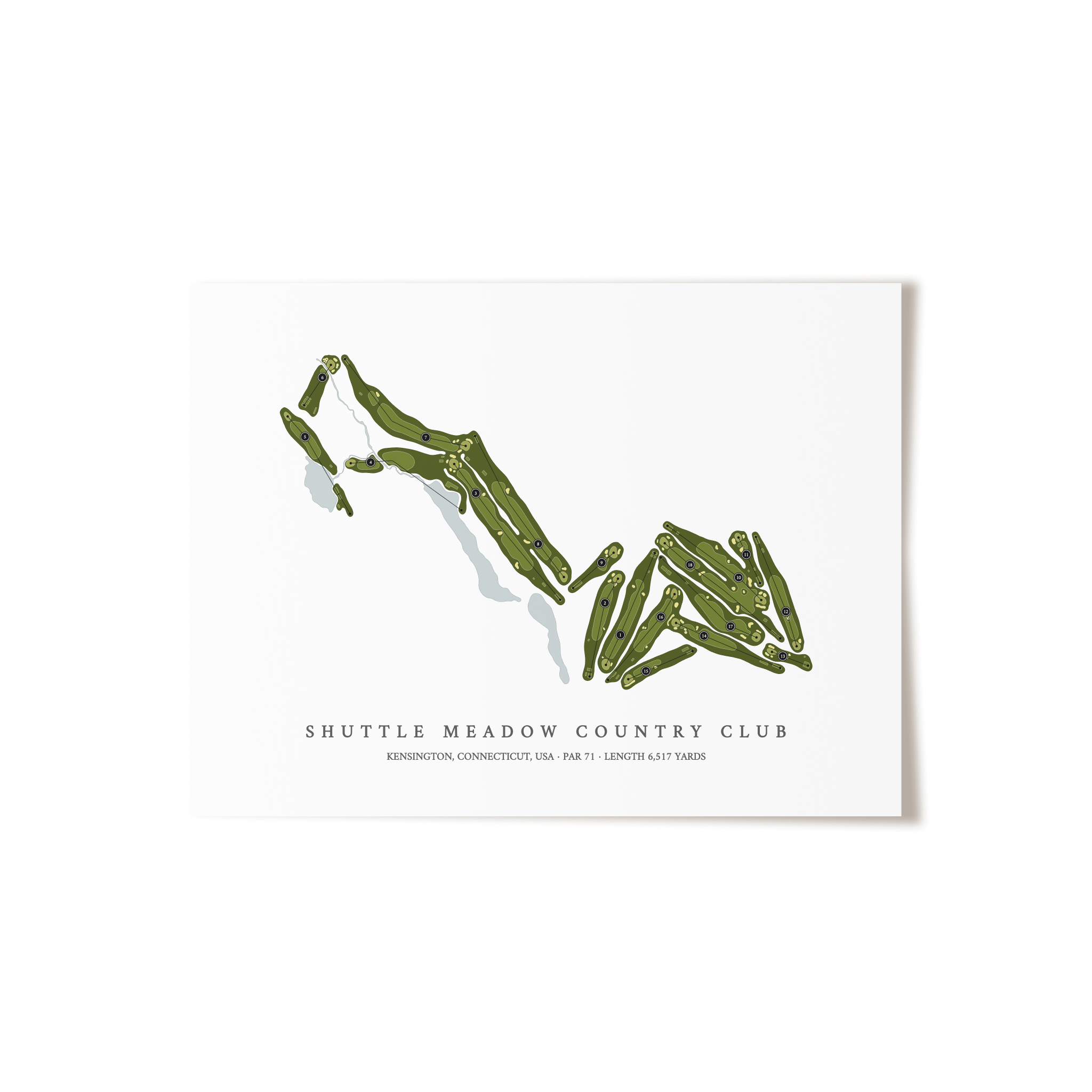 Shuttle Meadow Country Club | Golf Course Map | Unframed 