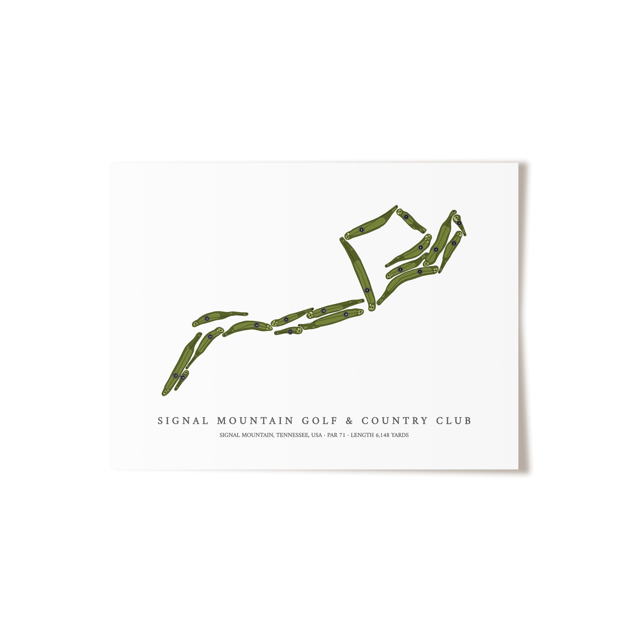 Signal Mountain Golf & Country Club | Golf Course Map | Unframed 