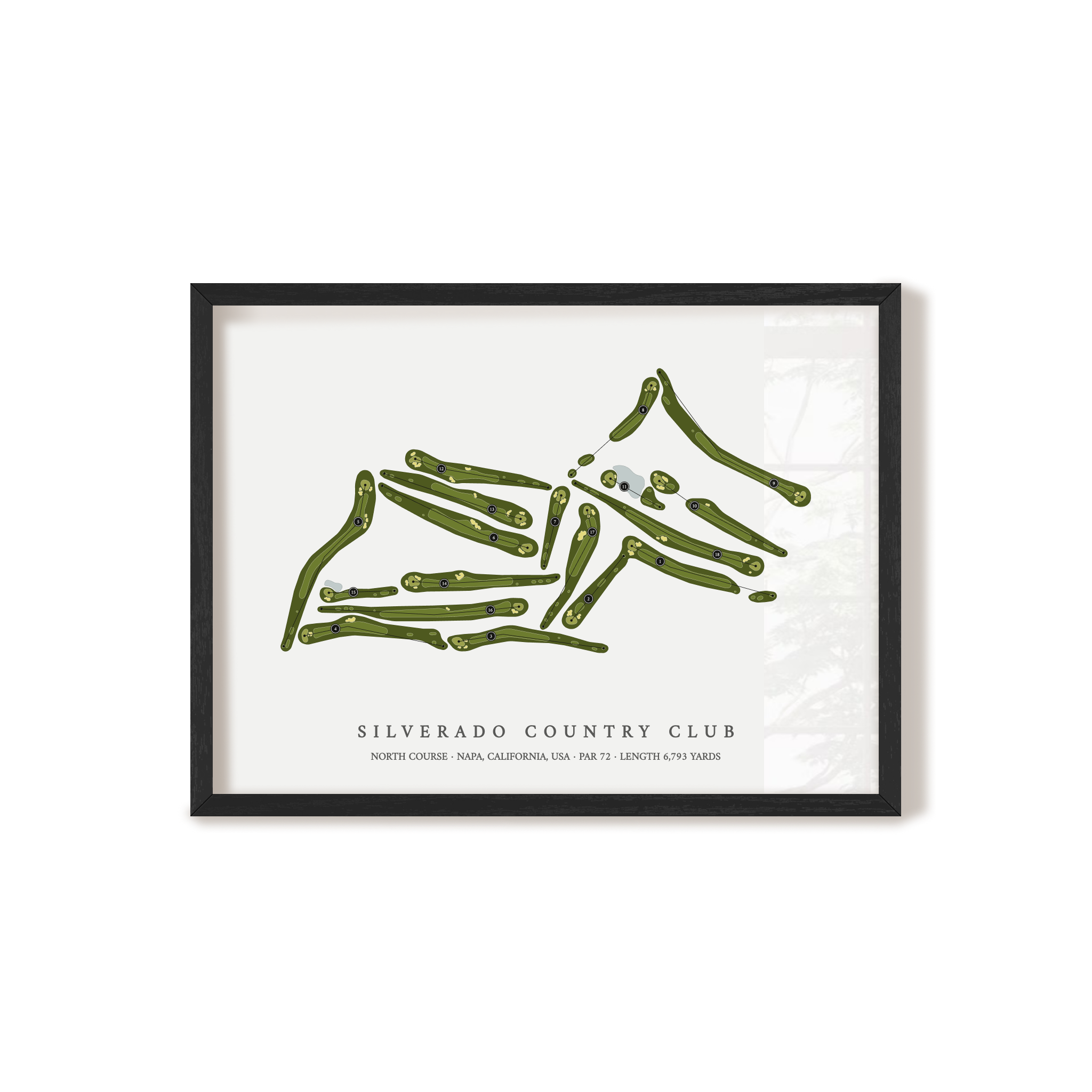 Silverado Country Club - North Course | Golf Course Map | Black Frame 