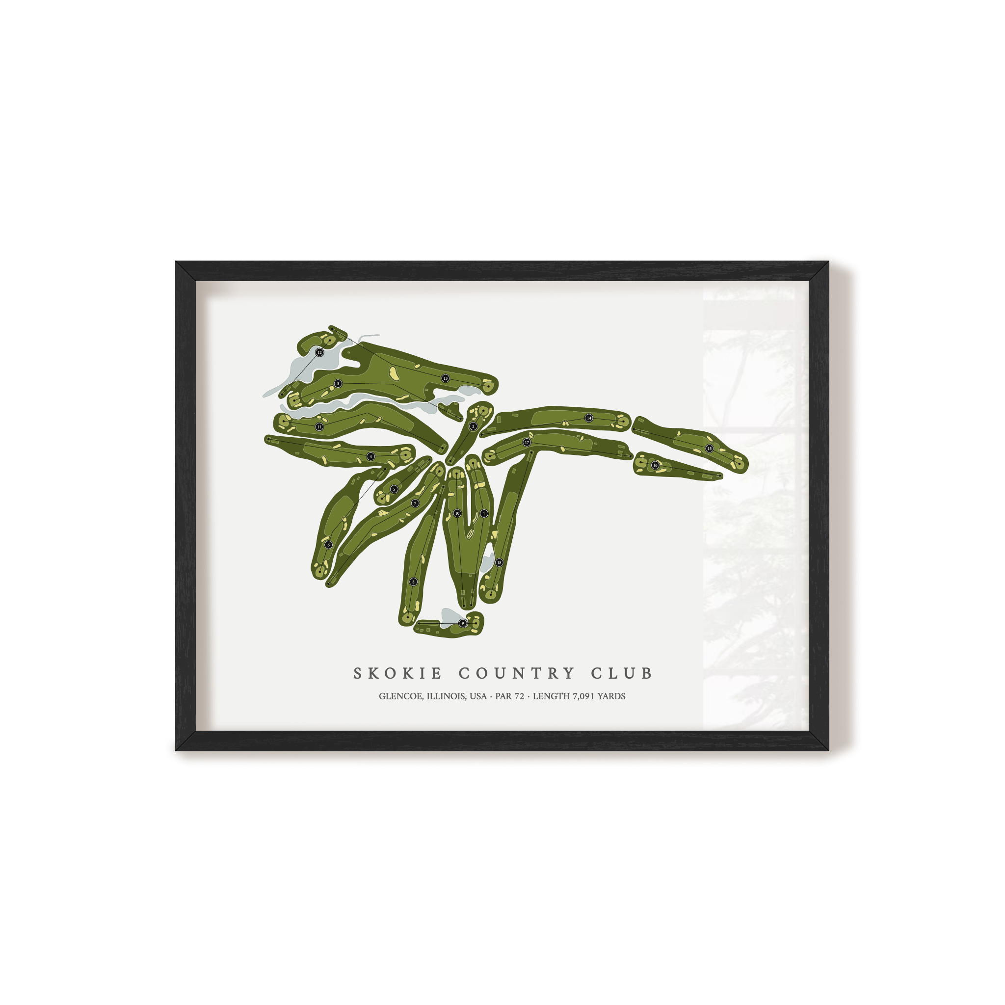 Skokie Country Club | Golf Course Map | Black Frame 