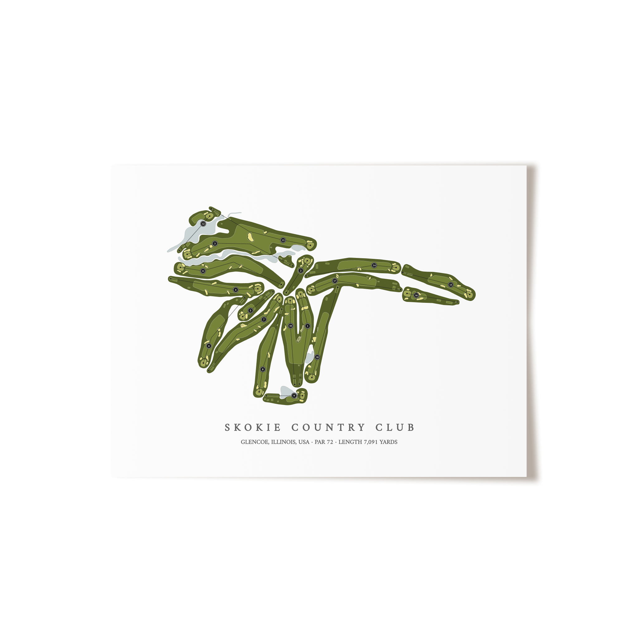 Skokie Country Club | Golf Course Map | Unframed 