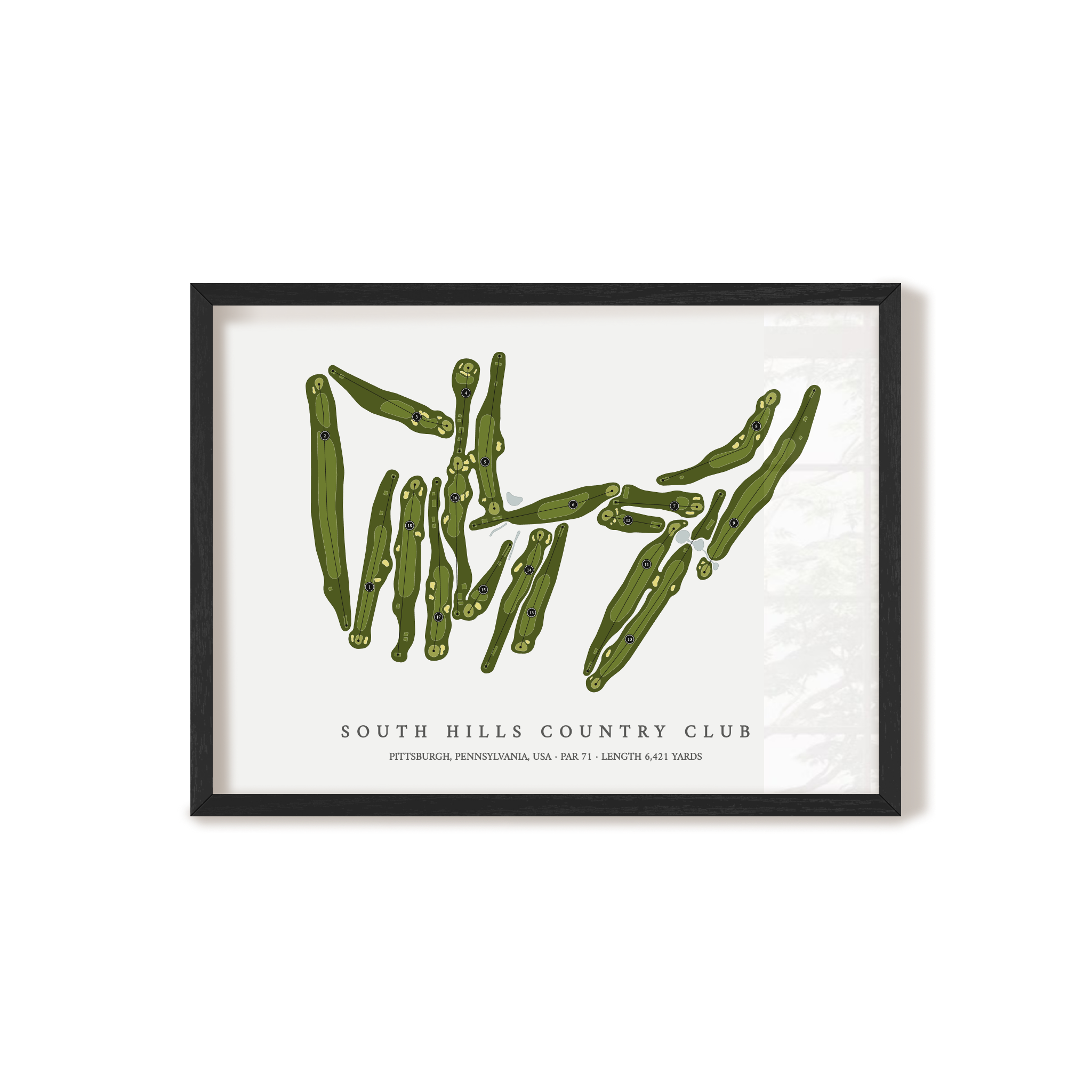 South Hills Country Club | Golf Course Print | Black Frame 