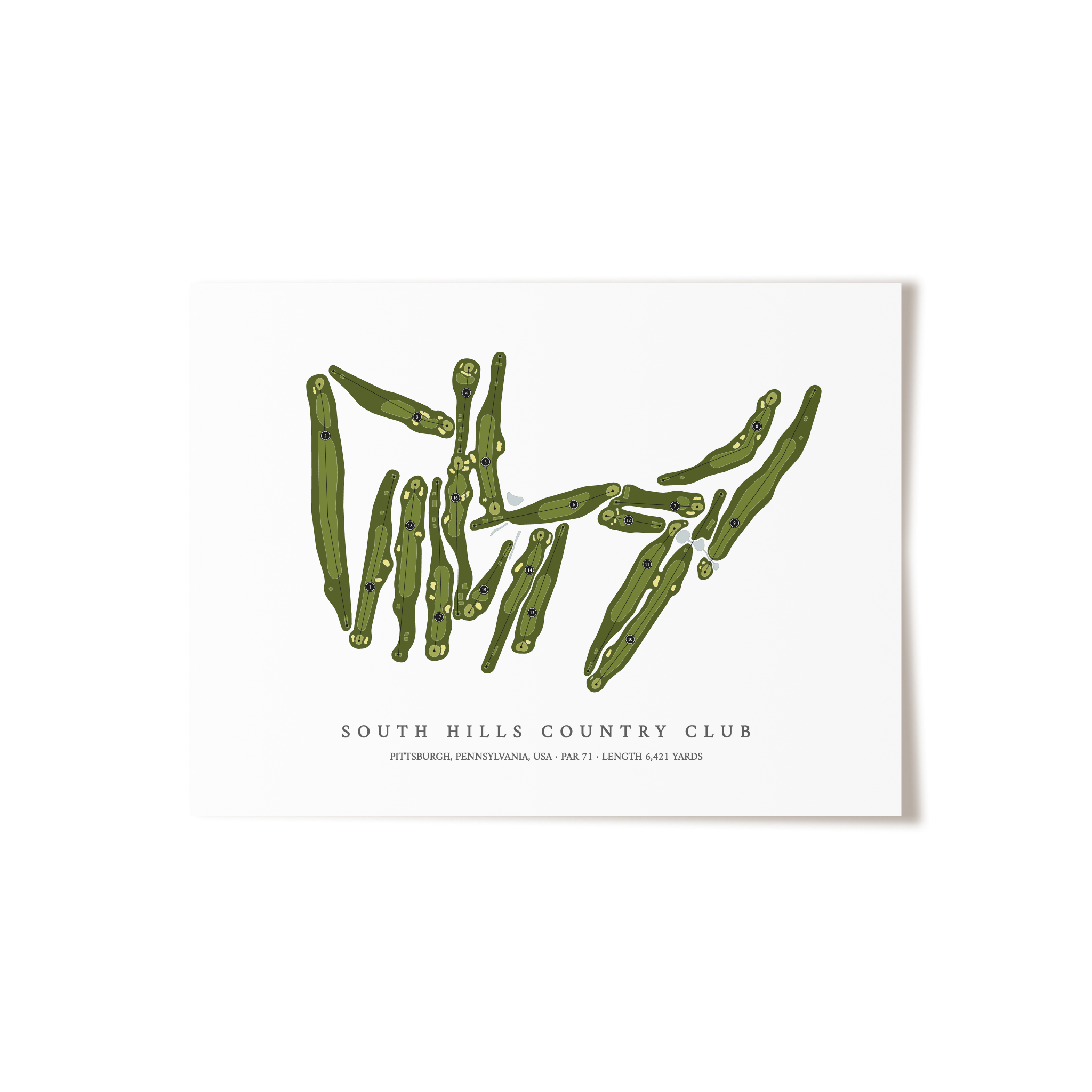 South Hills Country Club | Golf Course Print | Unframed 