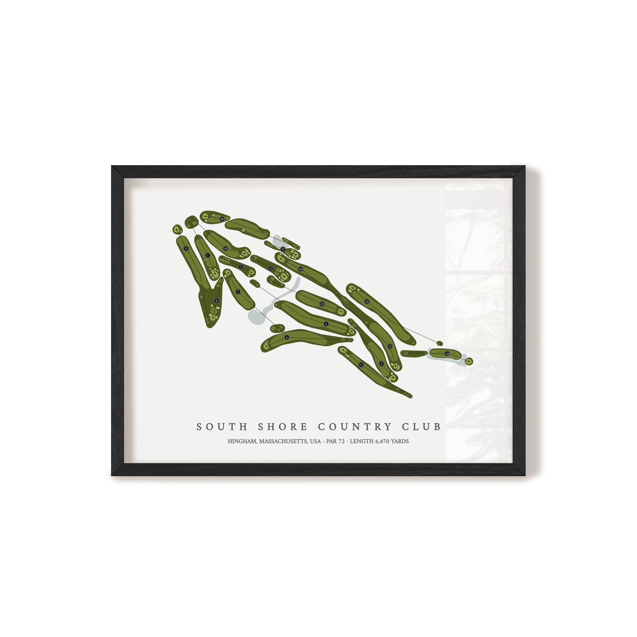South Shore Country Club | Golf Course Map | Black Frame 