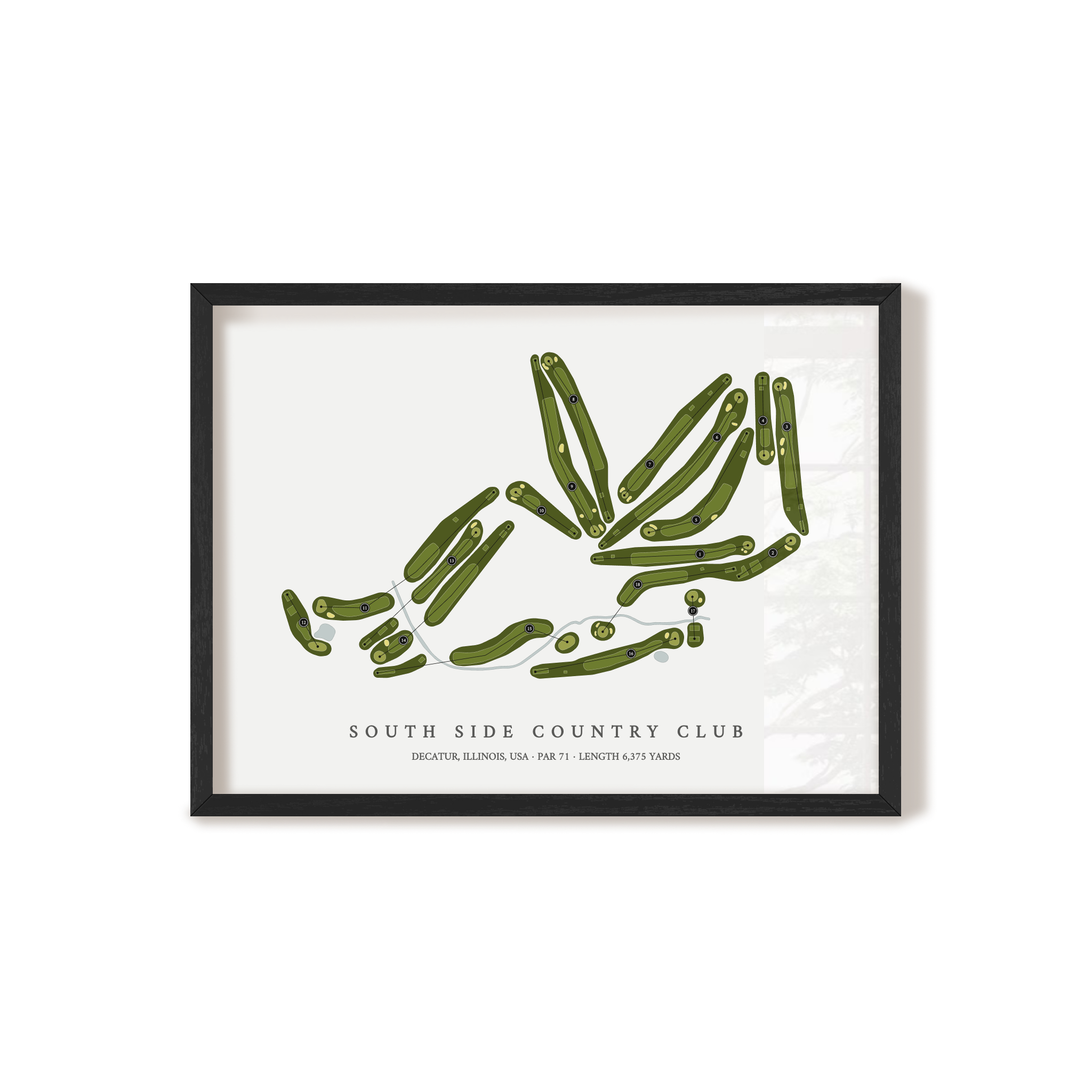 South Side Country Club | Golf Course Map | Black Frame 