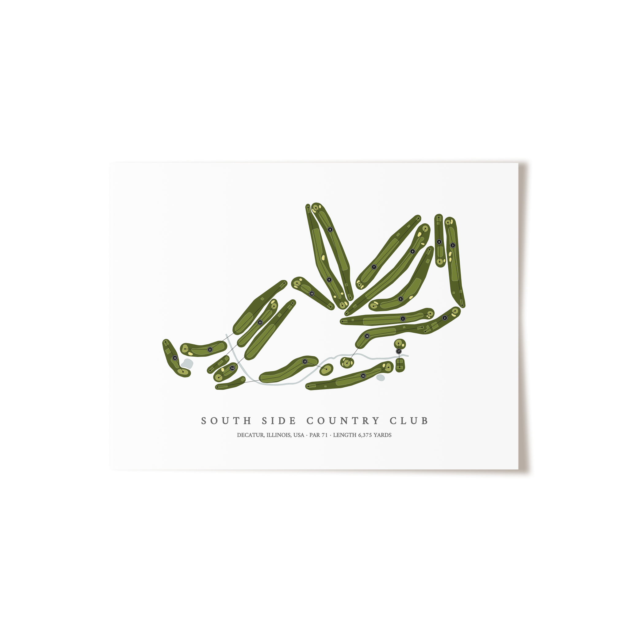 South Side Country Club | Golf Course Map | Unframed 