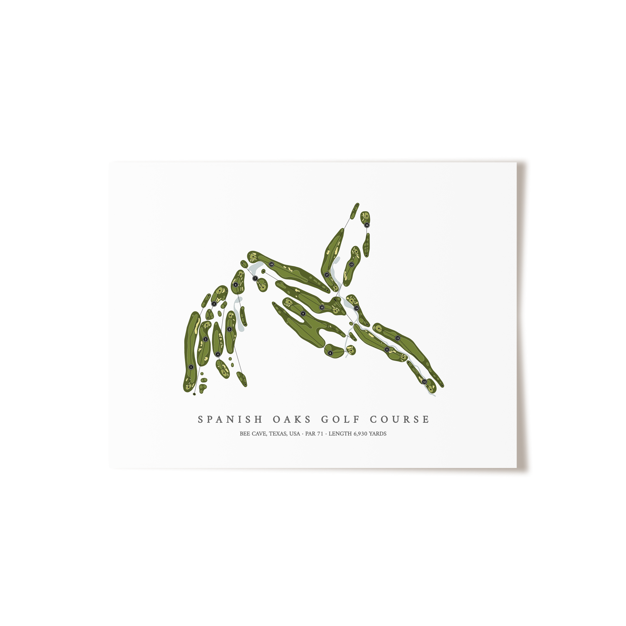 Spanish Oaks Golf Course | Golf Course Map | Unframed 
