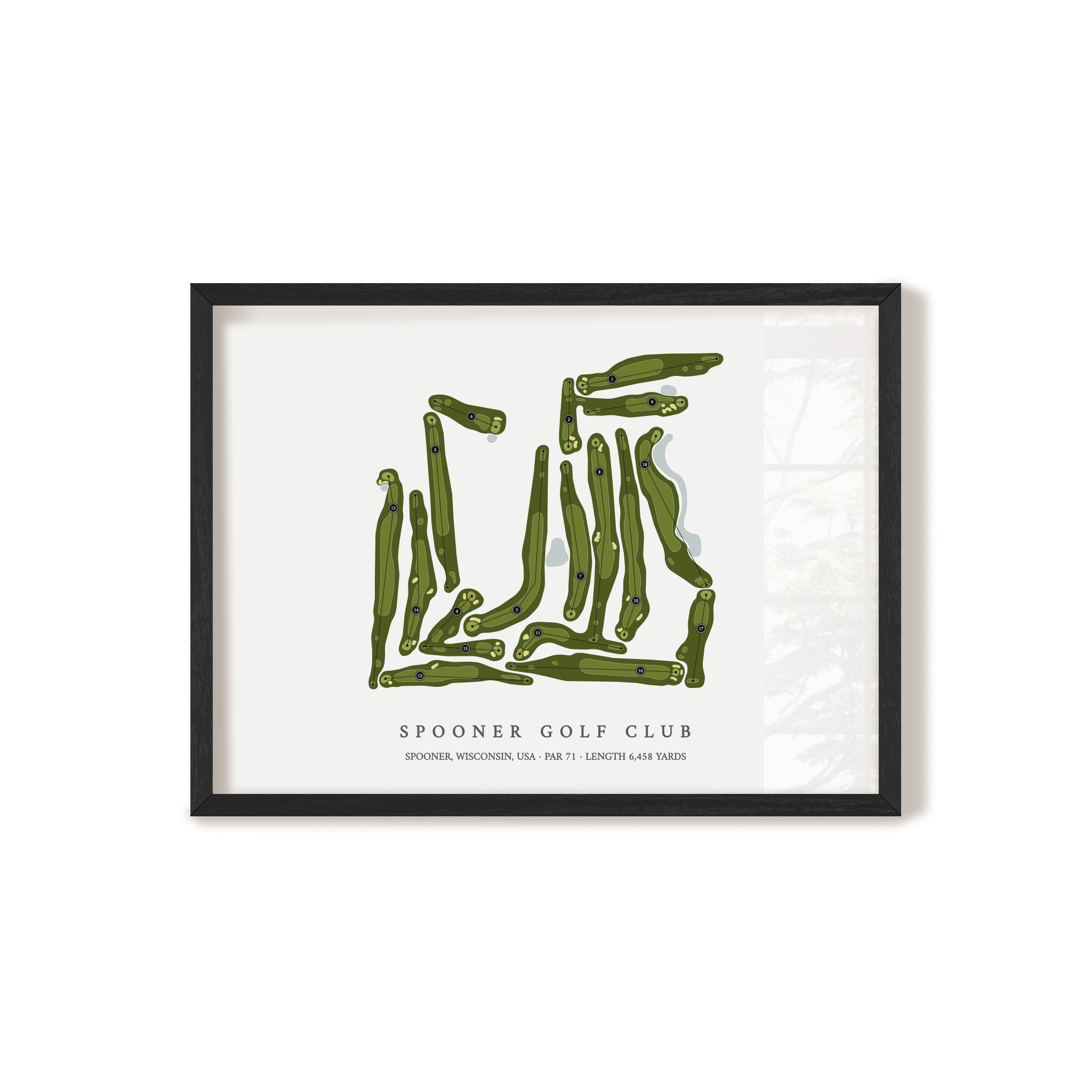 Spooner Golf Club | Golf Course Print | Black Frame 