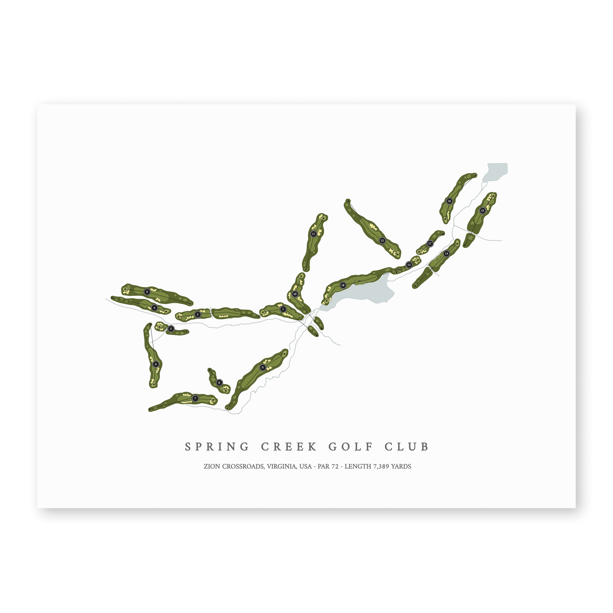 Spring Creek Golf Club | Golf Course Map | Unframed