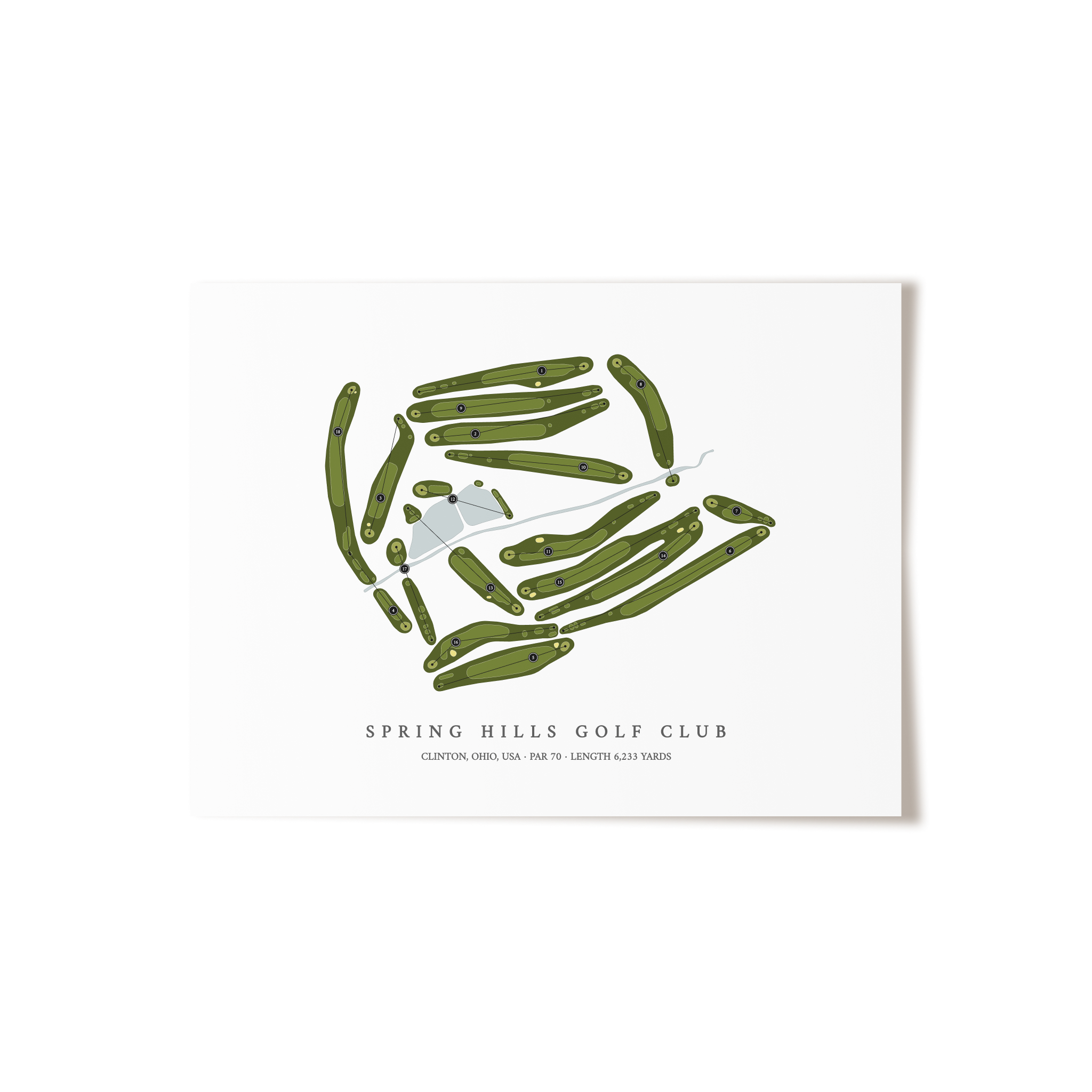 Spring Hills Golf Club | Golf Course Map | Unframed 