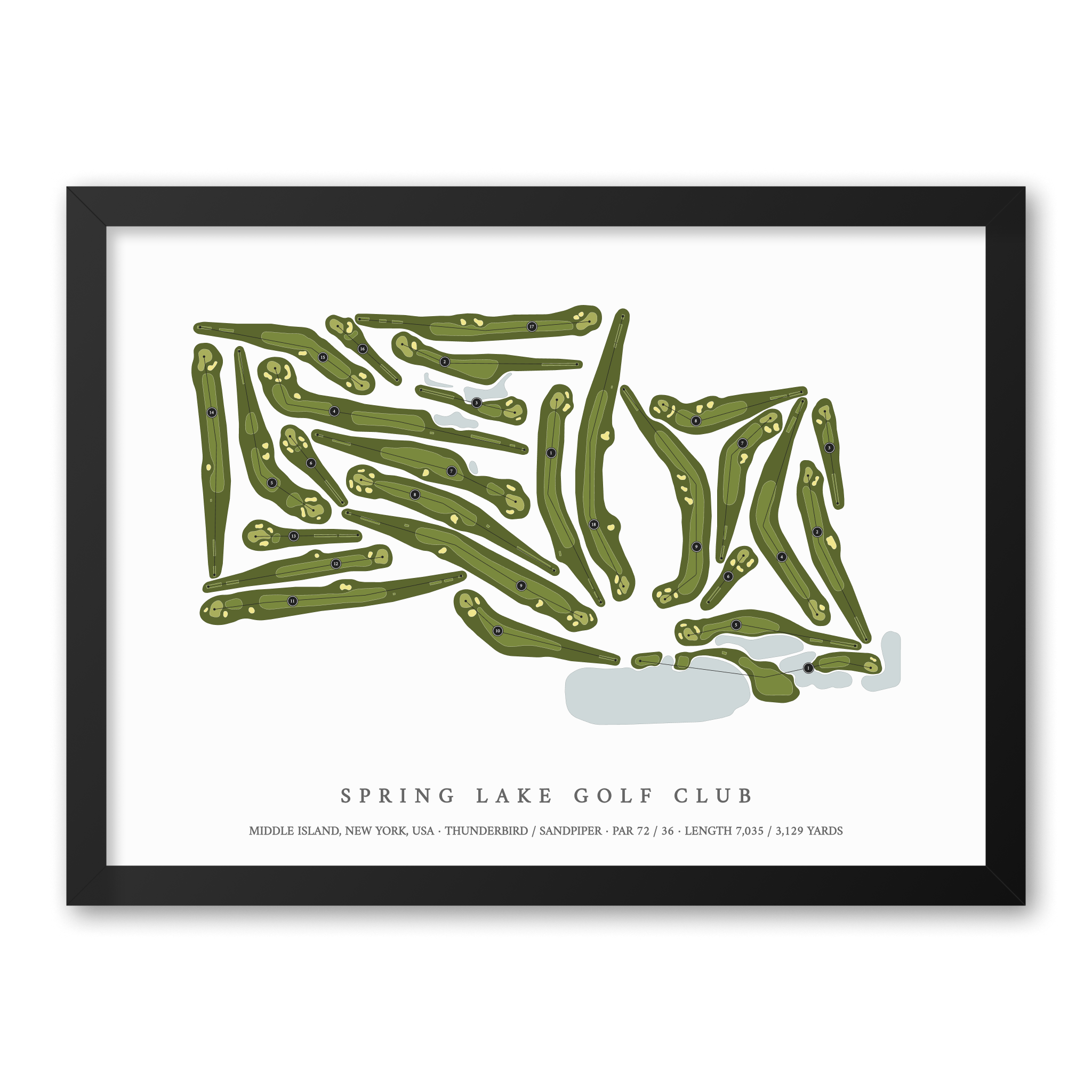 Spring Lake Golf Club | Golf Course Map | Black Frame With Hole Numbers #hole numbers_yes