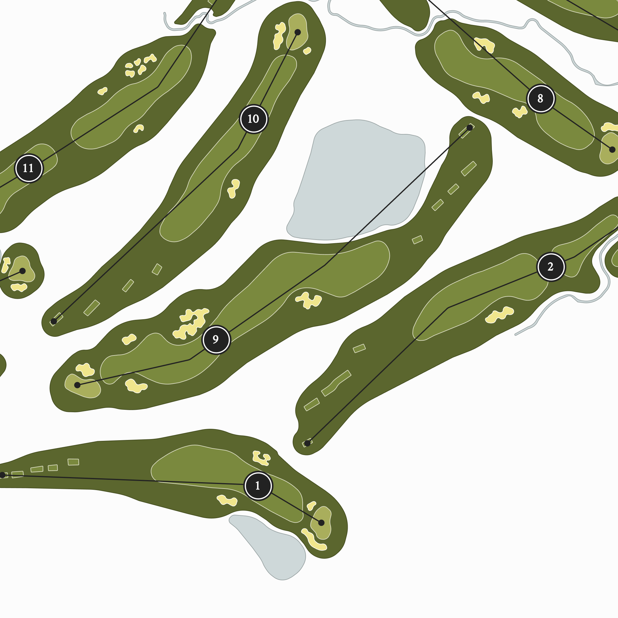 Squire Creek Country Club | Golf Course Map | Close Up With Hole Numbers #hole numbers_yes