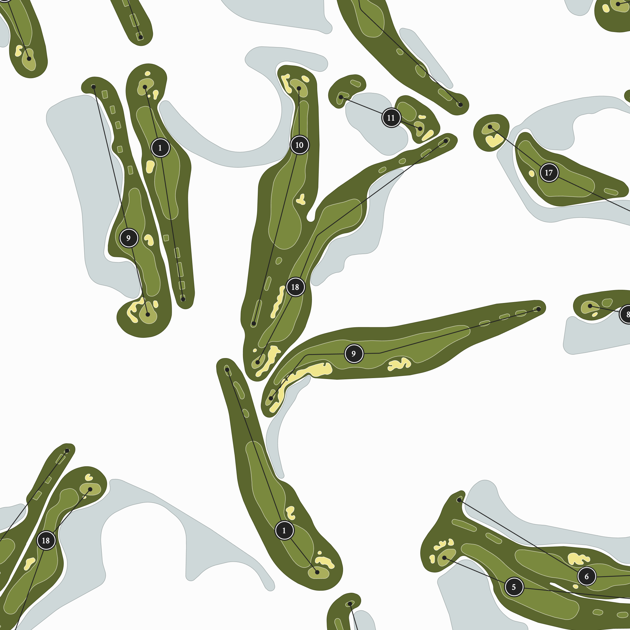 St Andrews Country Club | Golf Course Map | Close Up With Hole Numbers #hole numbers_yes