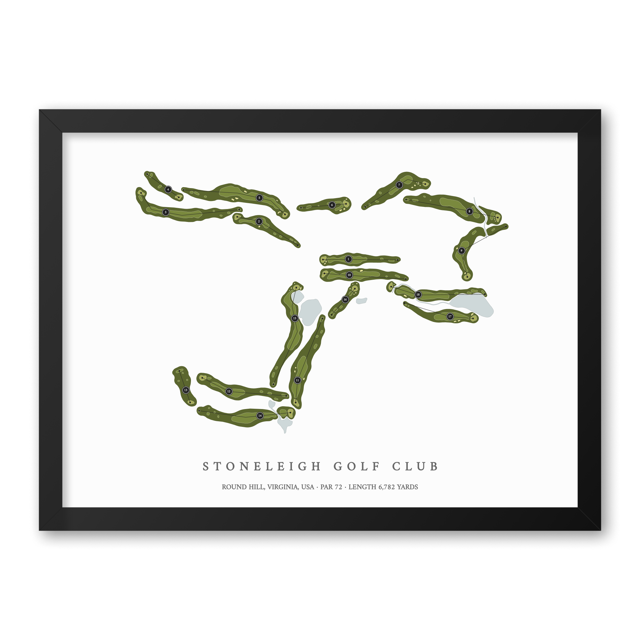 Stoneleigh Golf Club | Golf Course Map | Black Frame With Hole Numbers #hole numbers_yes