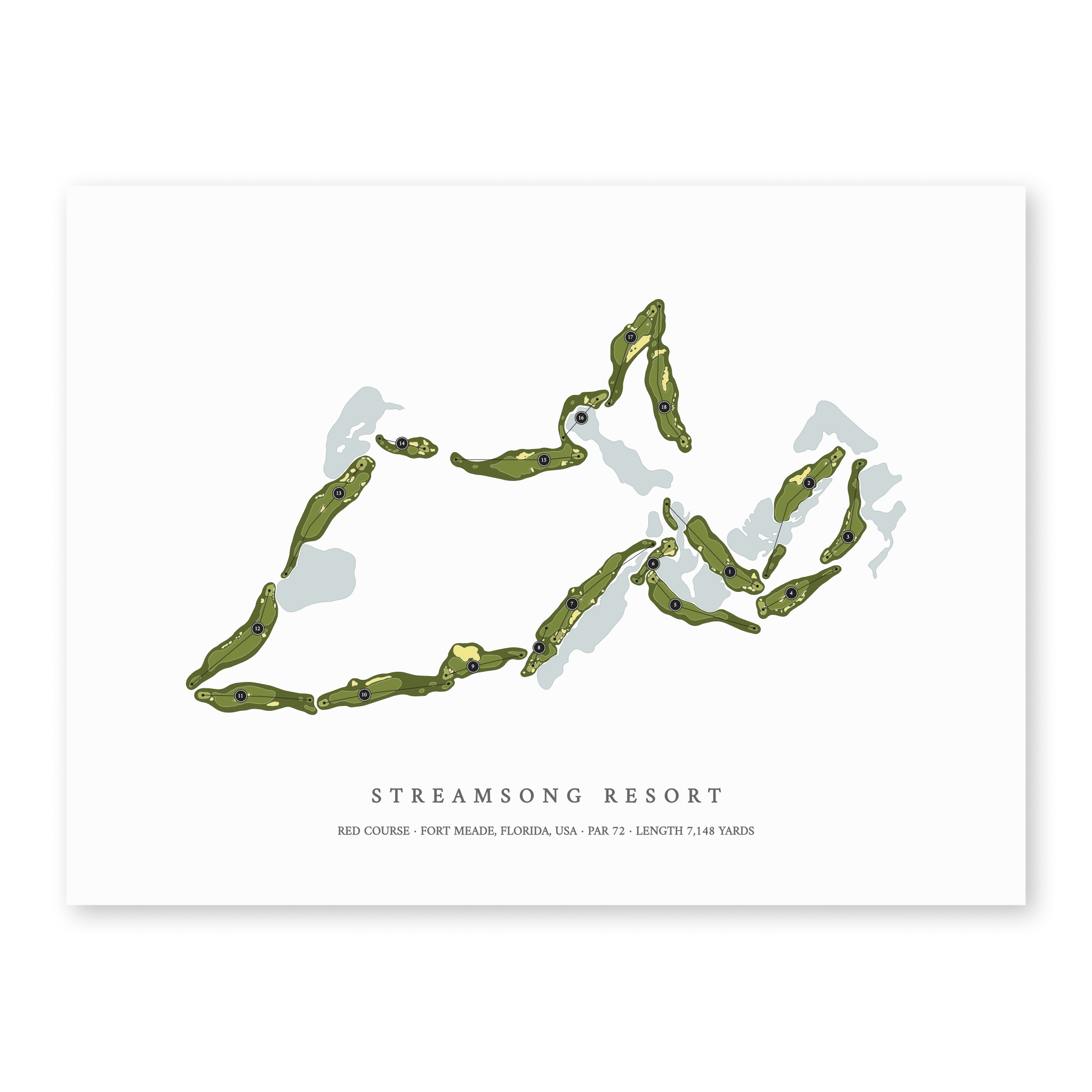 Streamsong Resort - Red Course | Golf Course Map | Unframed 