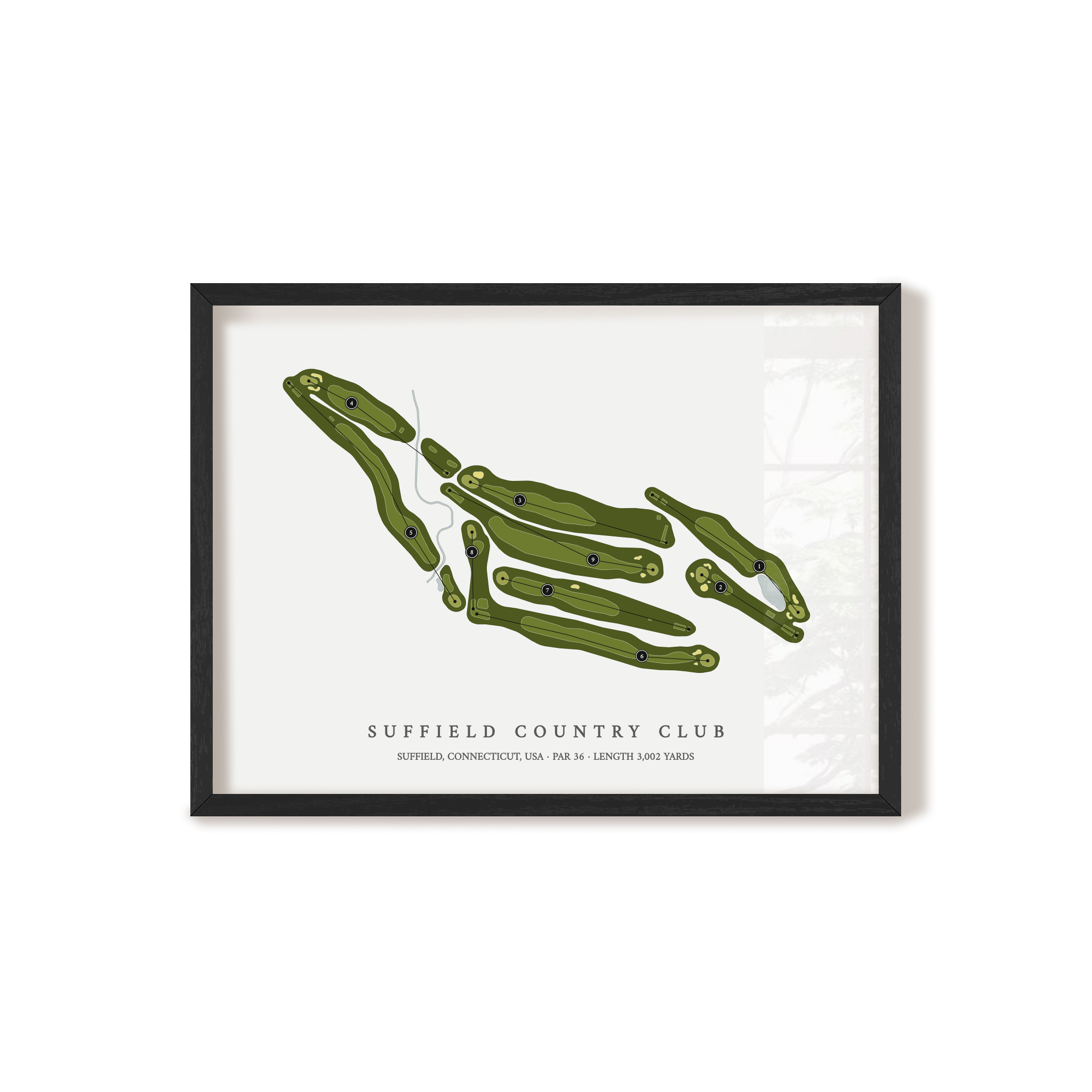 Suffield Country Club | Golf Course Map | Black Frame 
