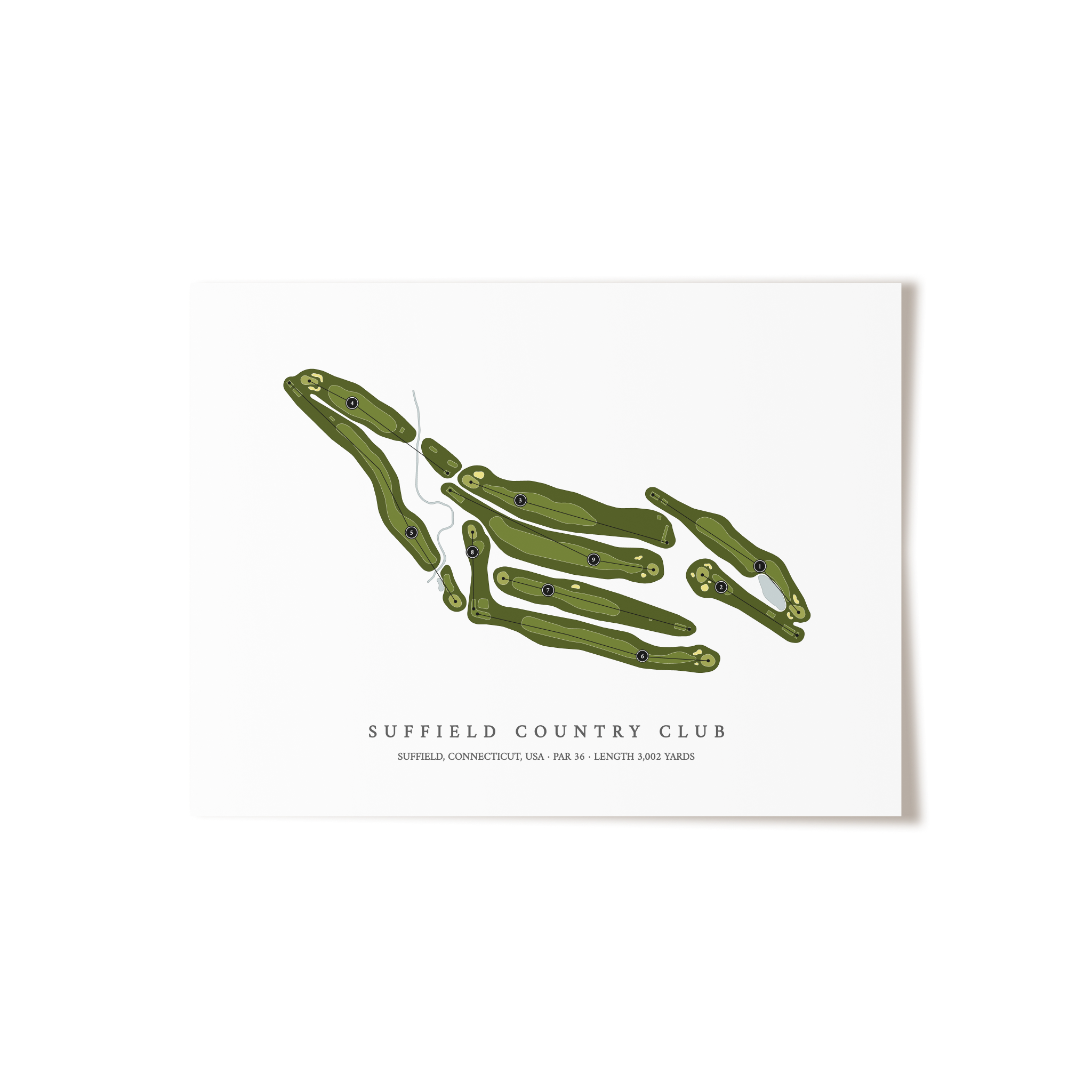 Suffield Country Club | Golf Course Map | Unframed 
