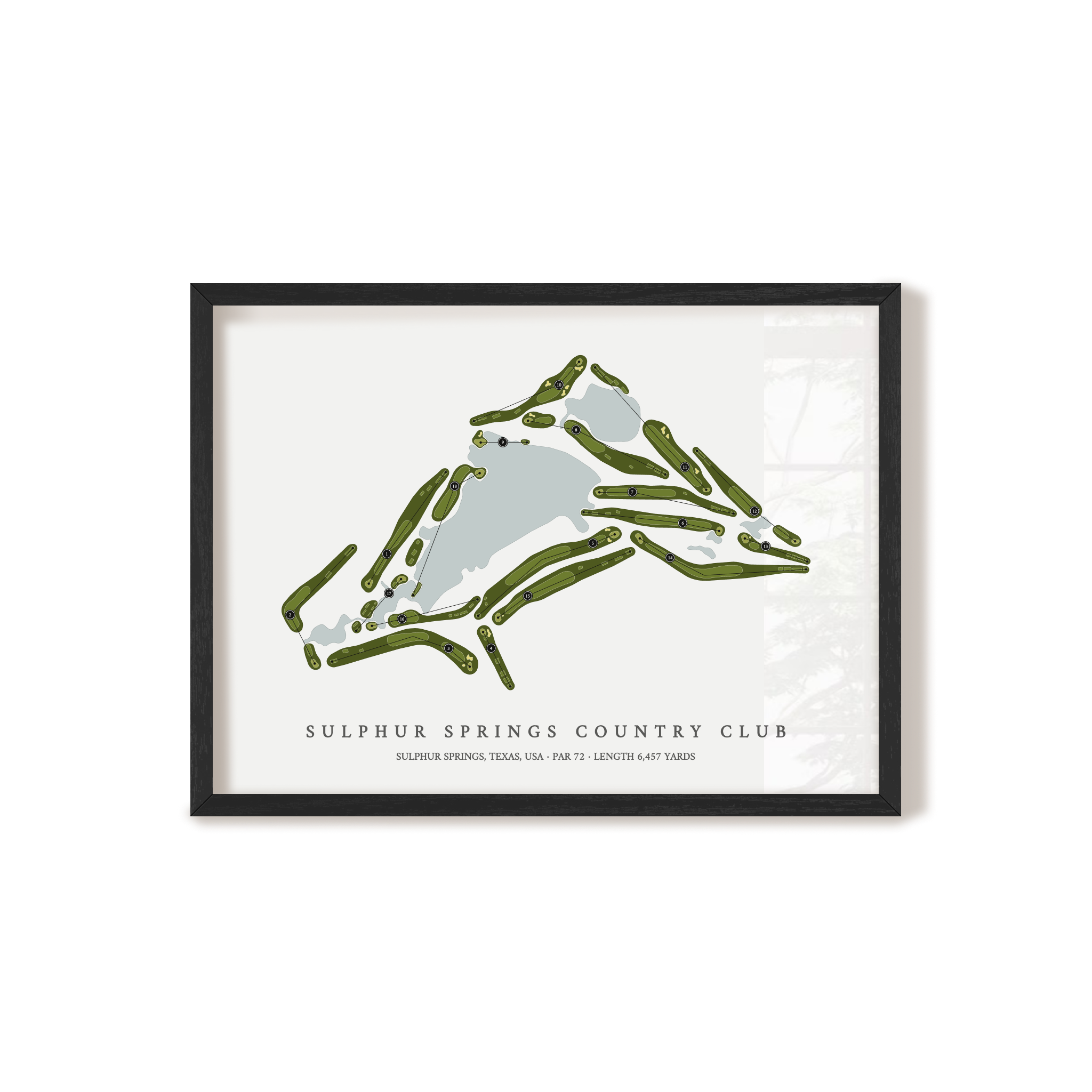 Sulphur Springs Country Club | Golf Course Map | Black Frame 