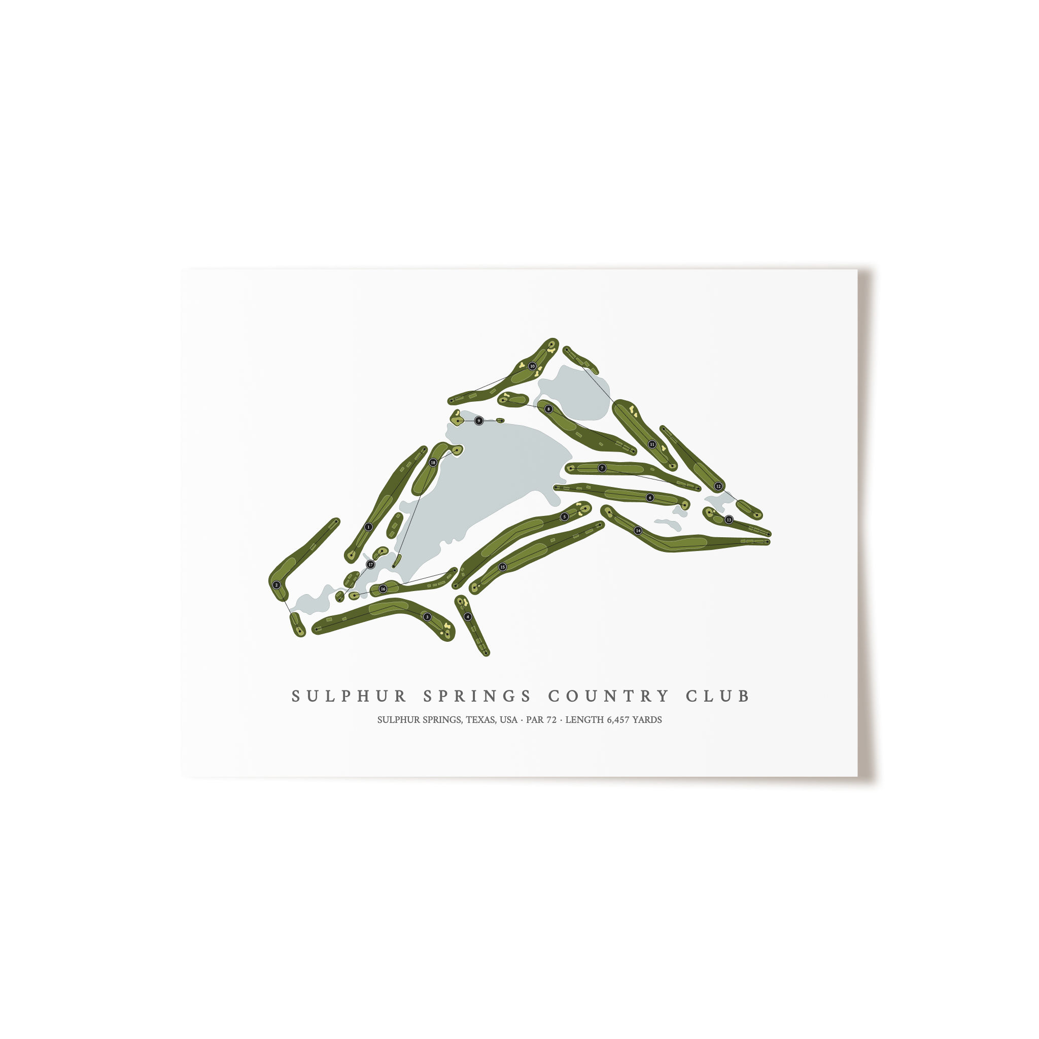 Sulphur Springs Country Club | Golf Course Map | Unframed 