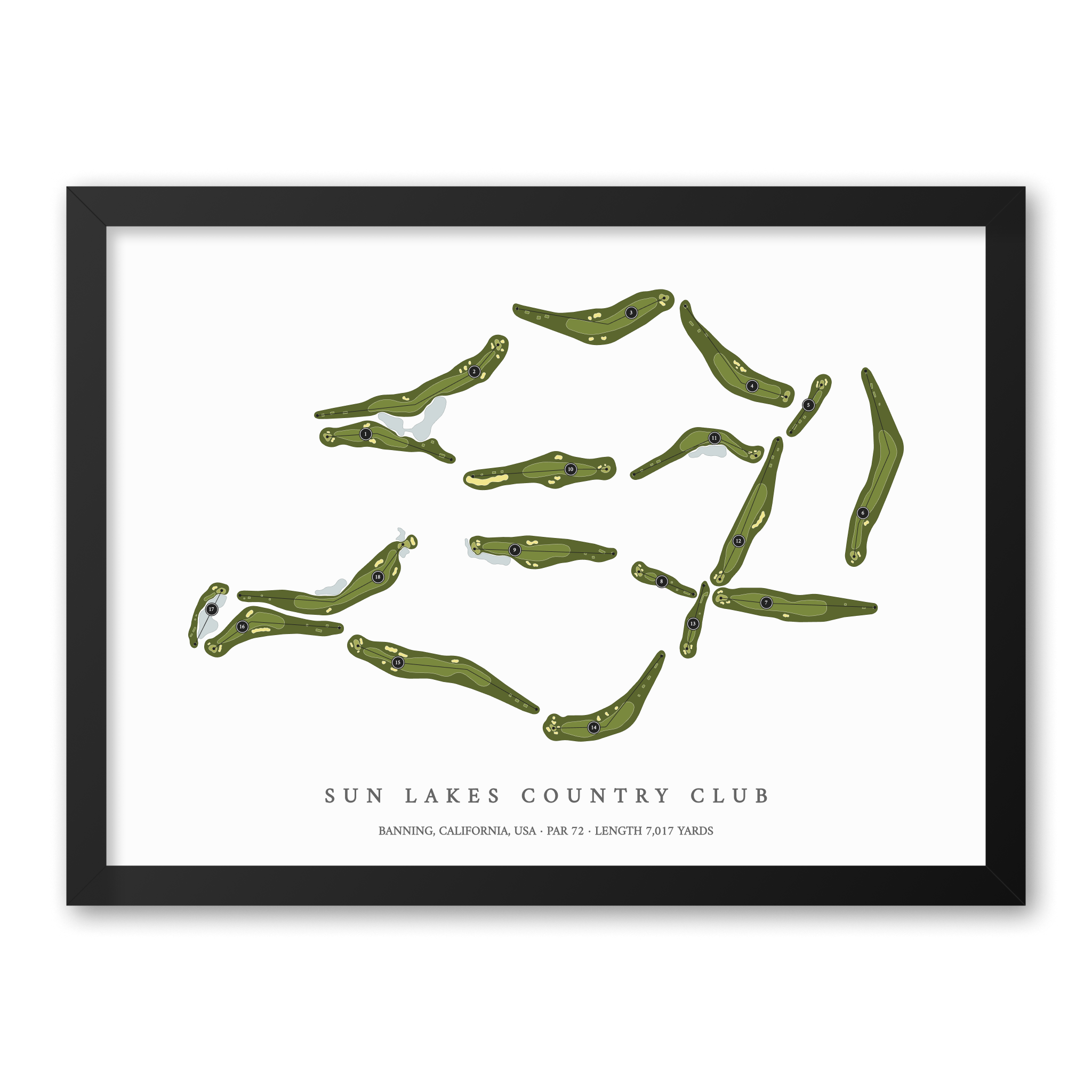 Sun Lakes Country Club | Golf Course Map | Black Frame