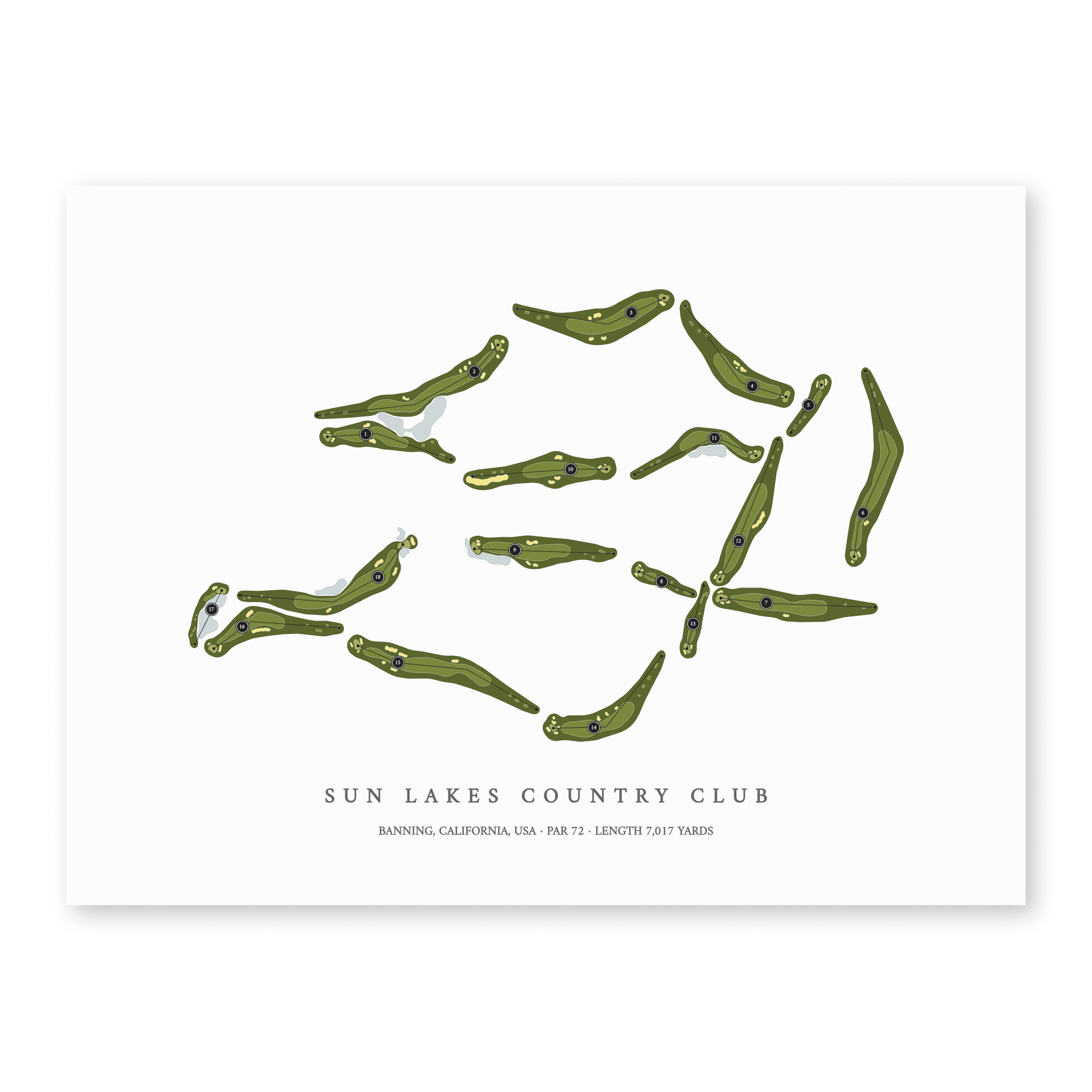 Sun Lakes Country Club | Golf Course Map | Unframed