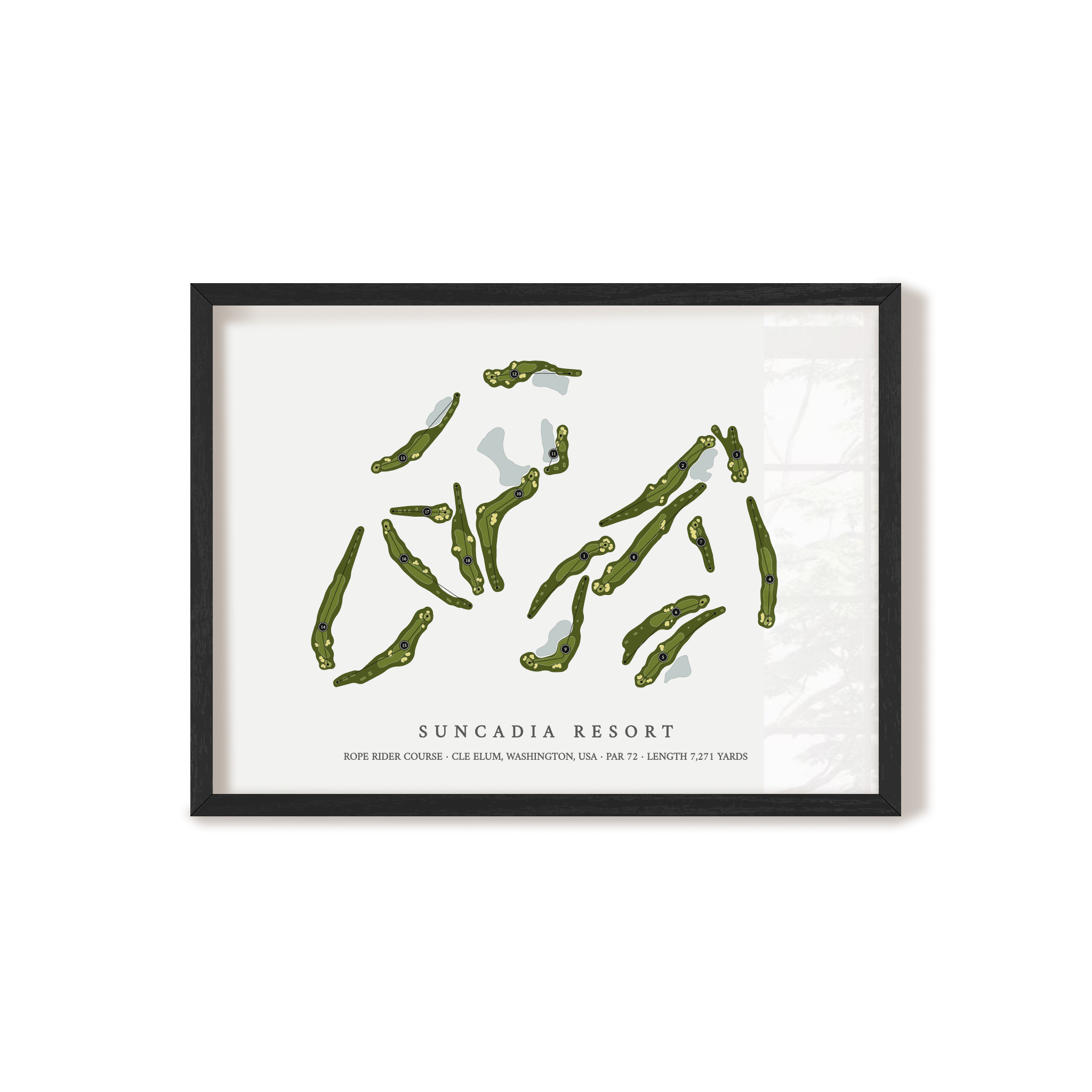 Suncadia Resort - Rope Rider Course | Golf Course Print | Black Frame