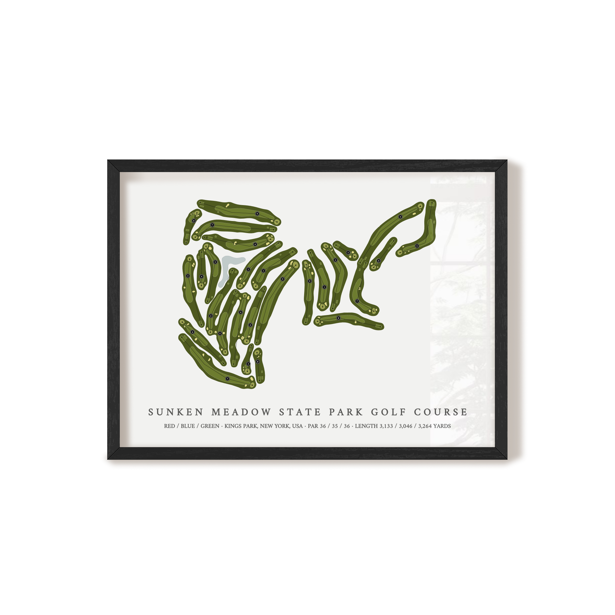 Sunken Meadow State Park Golf Course | Golf Course Map | Black Frame 