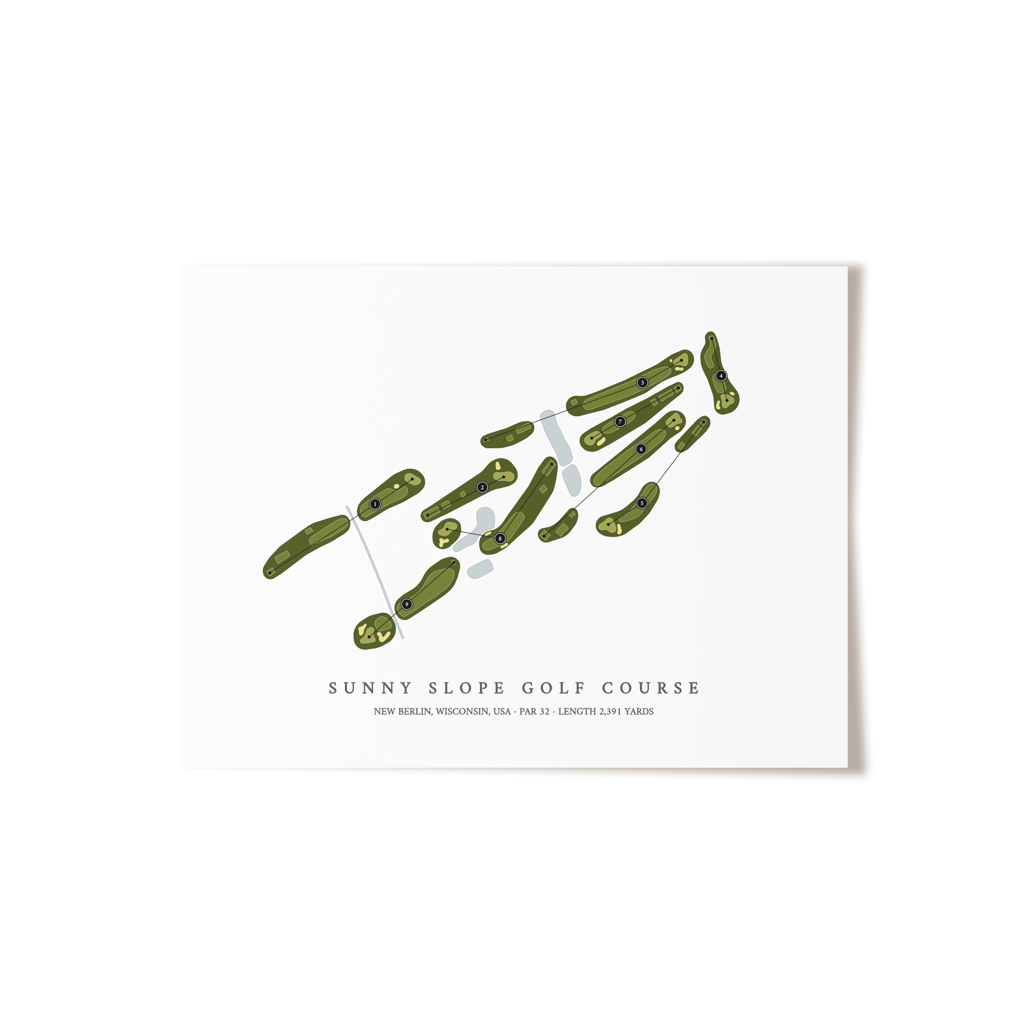 Sunny Slope Golf Course | Golf Course Map | Unframed 