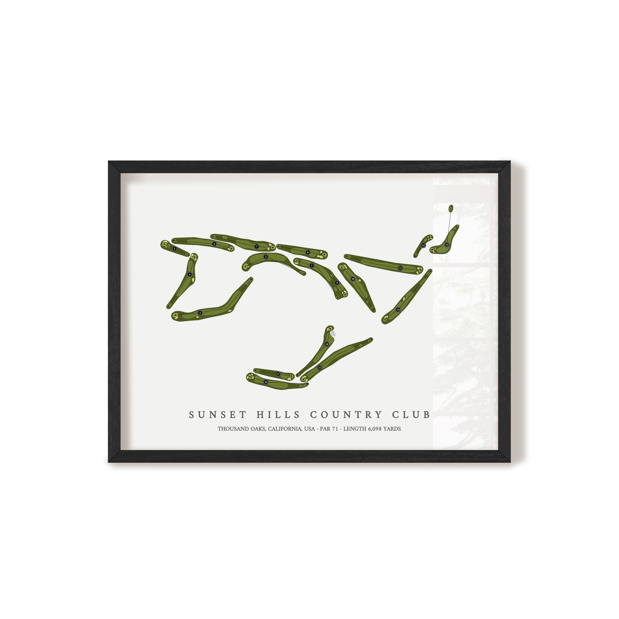 Sunset Hills Country Club | Golf Course Map | Black Frame 