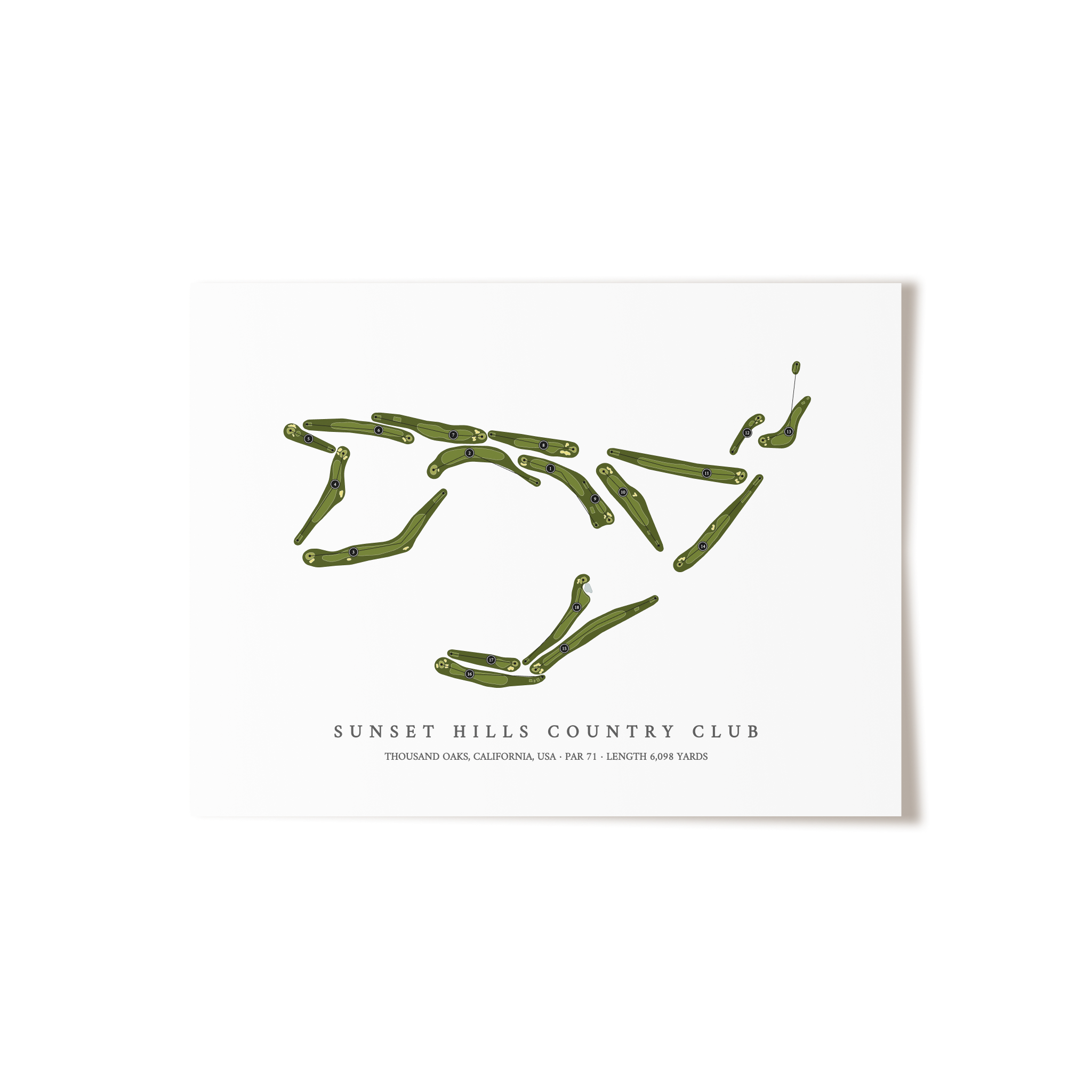 Sunset Hills Country Club | Golf Course Map | Unframed 