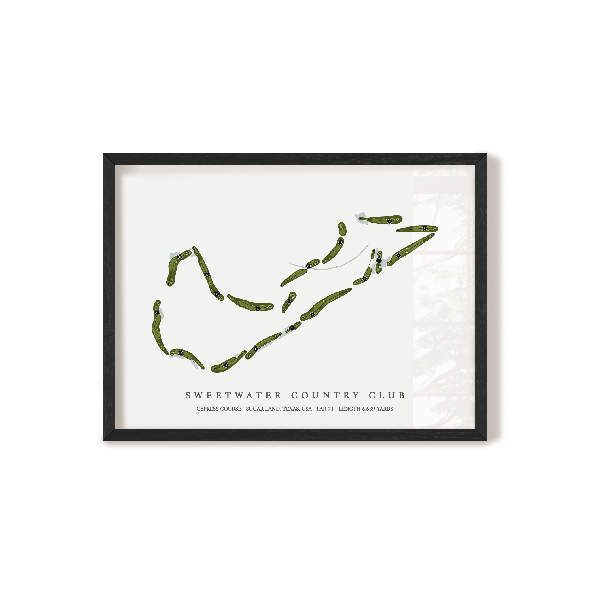 Sweetwater Country Club - Cypress Course | Golf Course Map | Black+Frame 